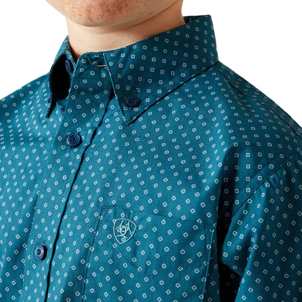 Ariat Boy's Tyce Classic Fit Geo Print Button Down Shirt - Image 3