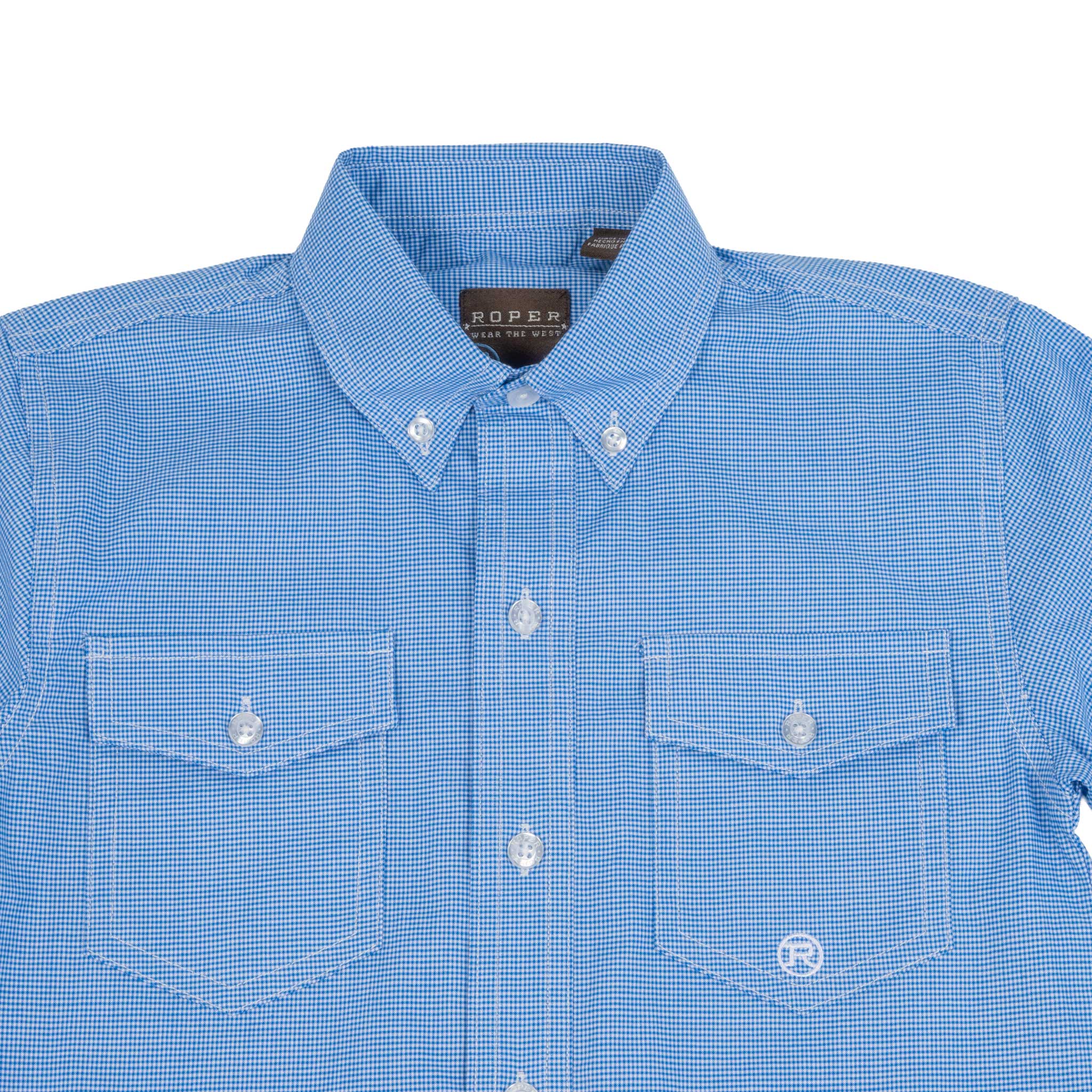 Roper Boy's Western Stretch Mini Checkered Button Down Shirt - Image 3