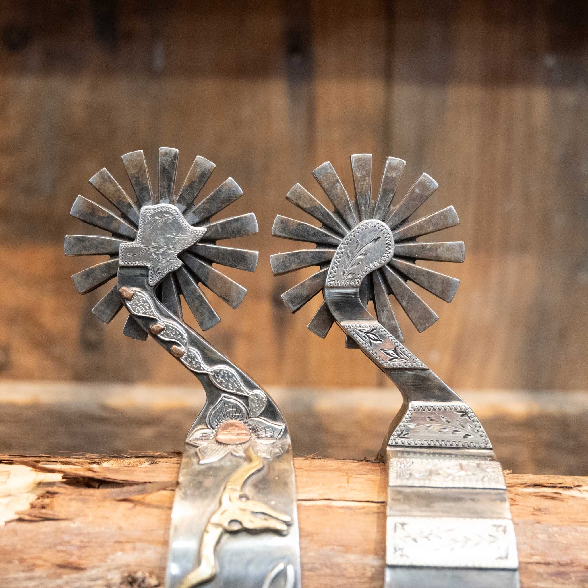 B. Mauney Silver & Copper Mounted 16pt Spurs - Image 3
