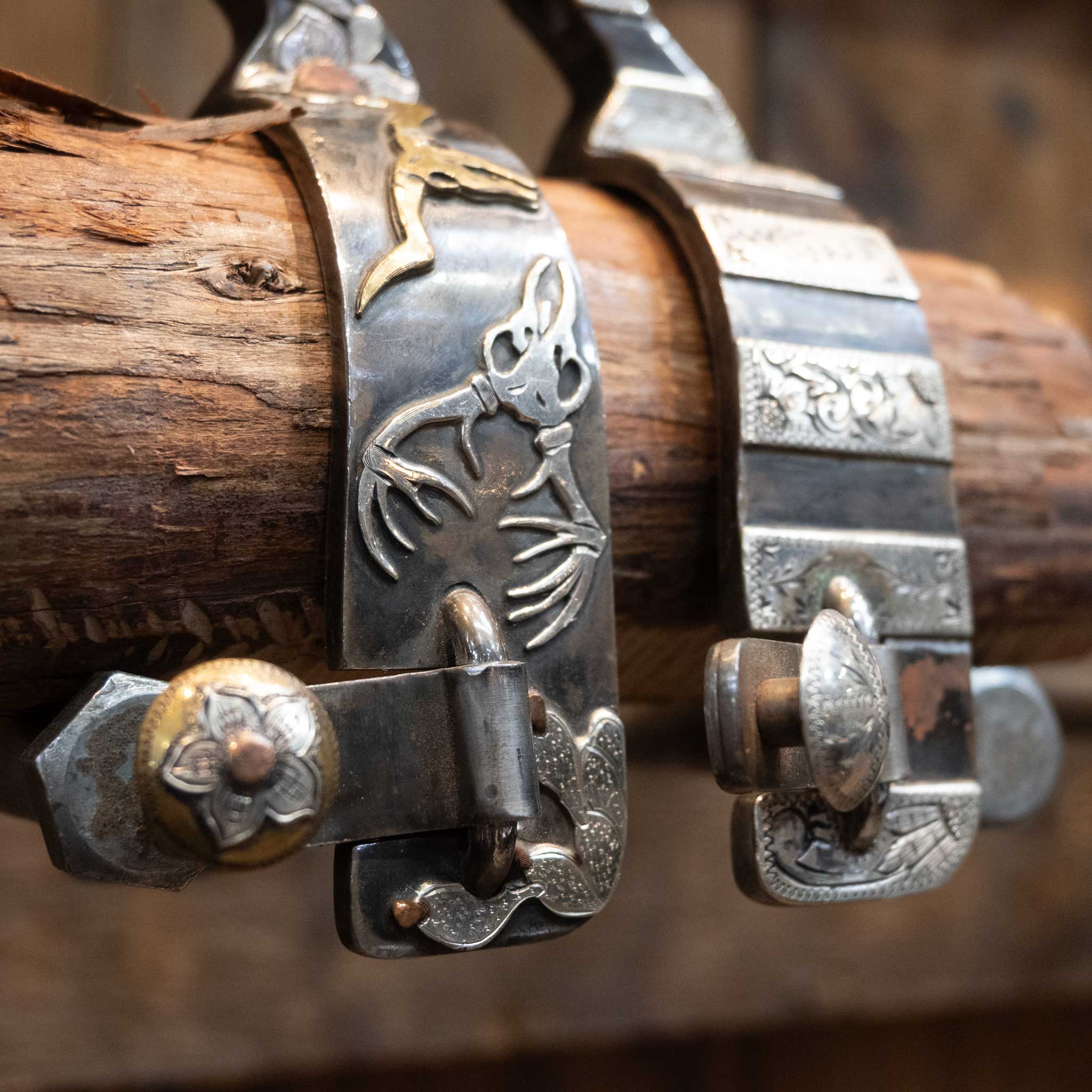 B. Mauney Silver & Copper Mounted 16pt Spurs - Image 4