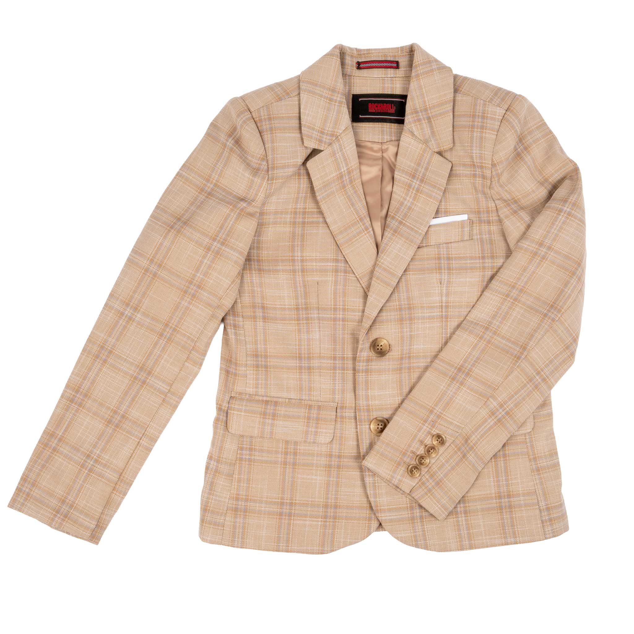 Rock & Roll Denim Boy's Tan Plaid Sport Coat