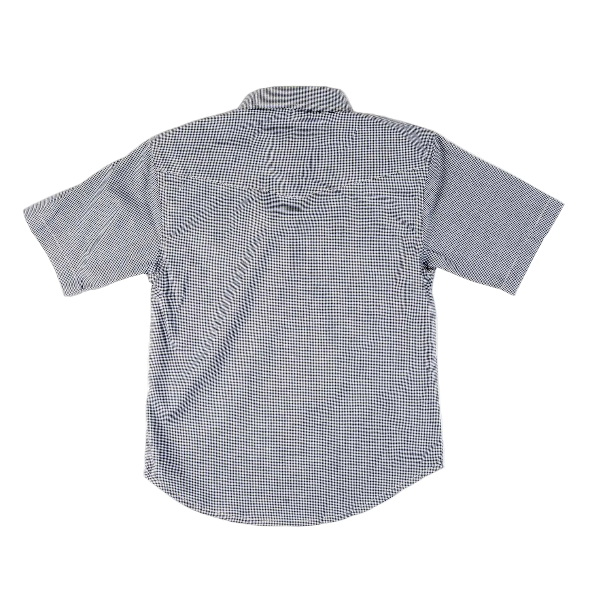 Roper Boy's Amarillo Stretch Navy Minicheck Pearl Snap Shirt - Image 2