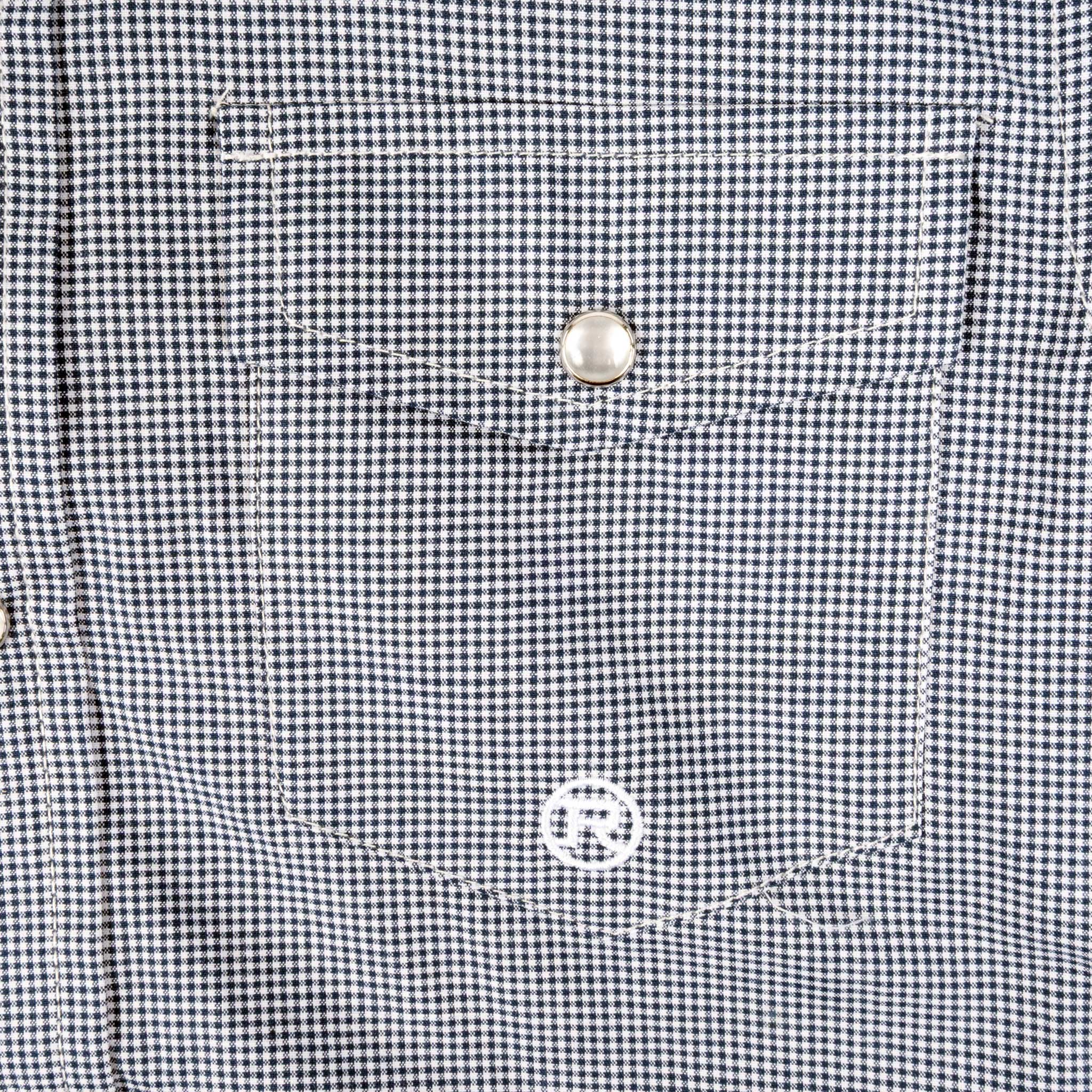 Roper Boy's Amarillo Stretch Navy Minicheck Pearl Snap Shirt - Image 3