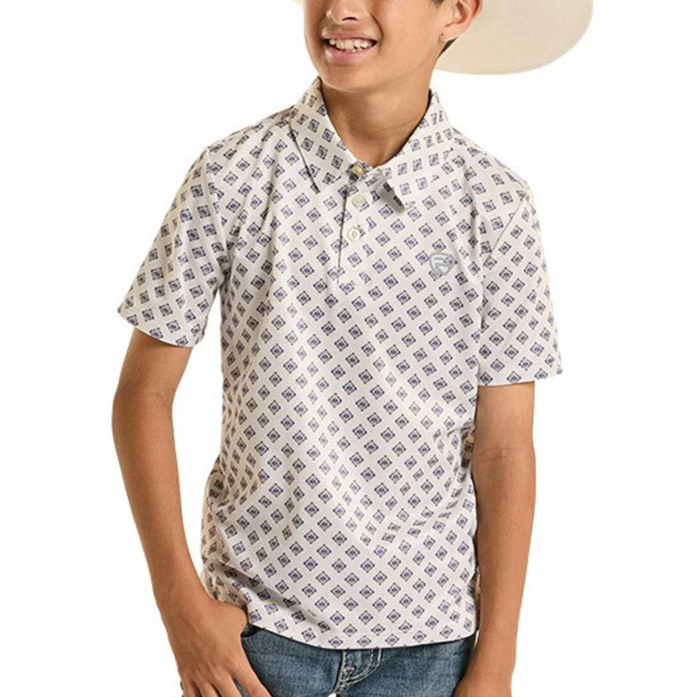Rock & Roll Denim Boy's Mini Aztec Geo Printed Polo Shirt