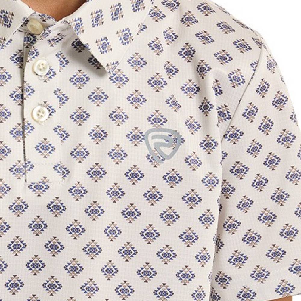 Rock & Roll Denim Boy's Mini Aztec Geo Printed Polo Shirt - Image 2