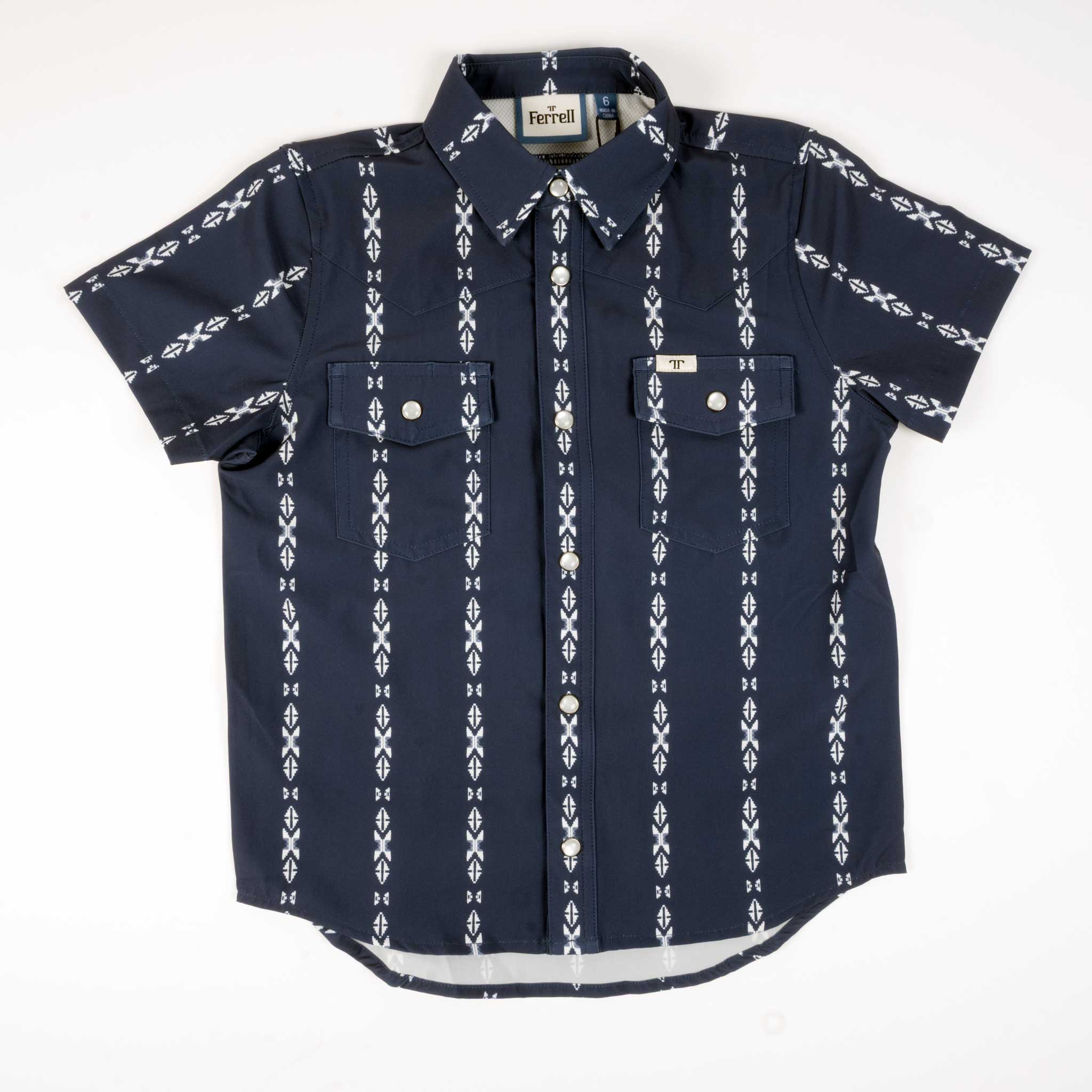 Ferrell Brand Boy's Maverick Blue Pearl Snap Shirt