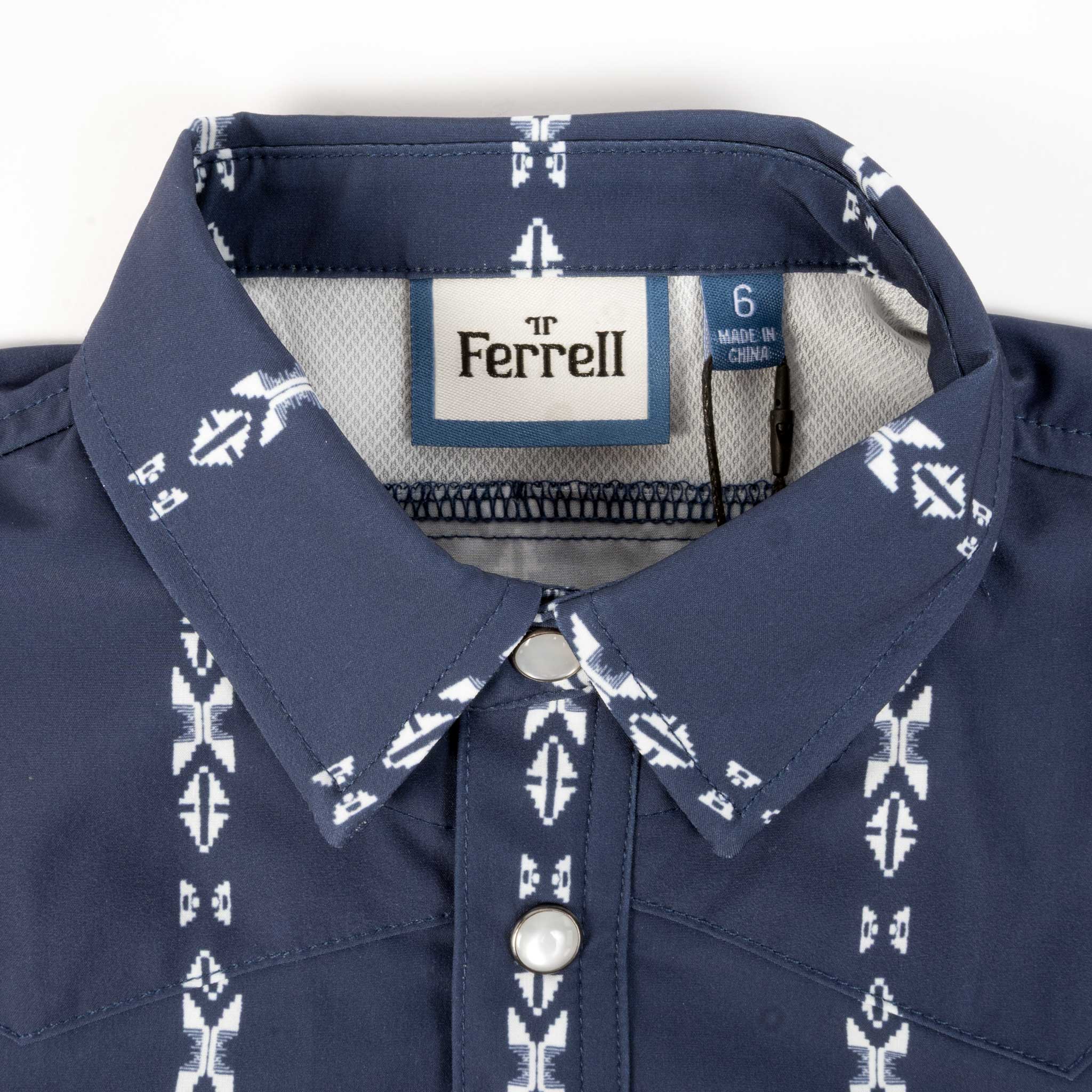 Ferrell Brand Boy's Maverick Blue Pearl Snap Shirt - Image 3