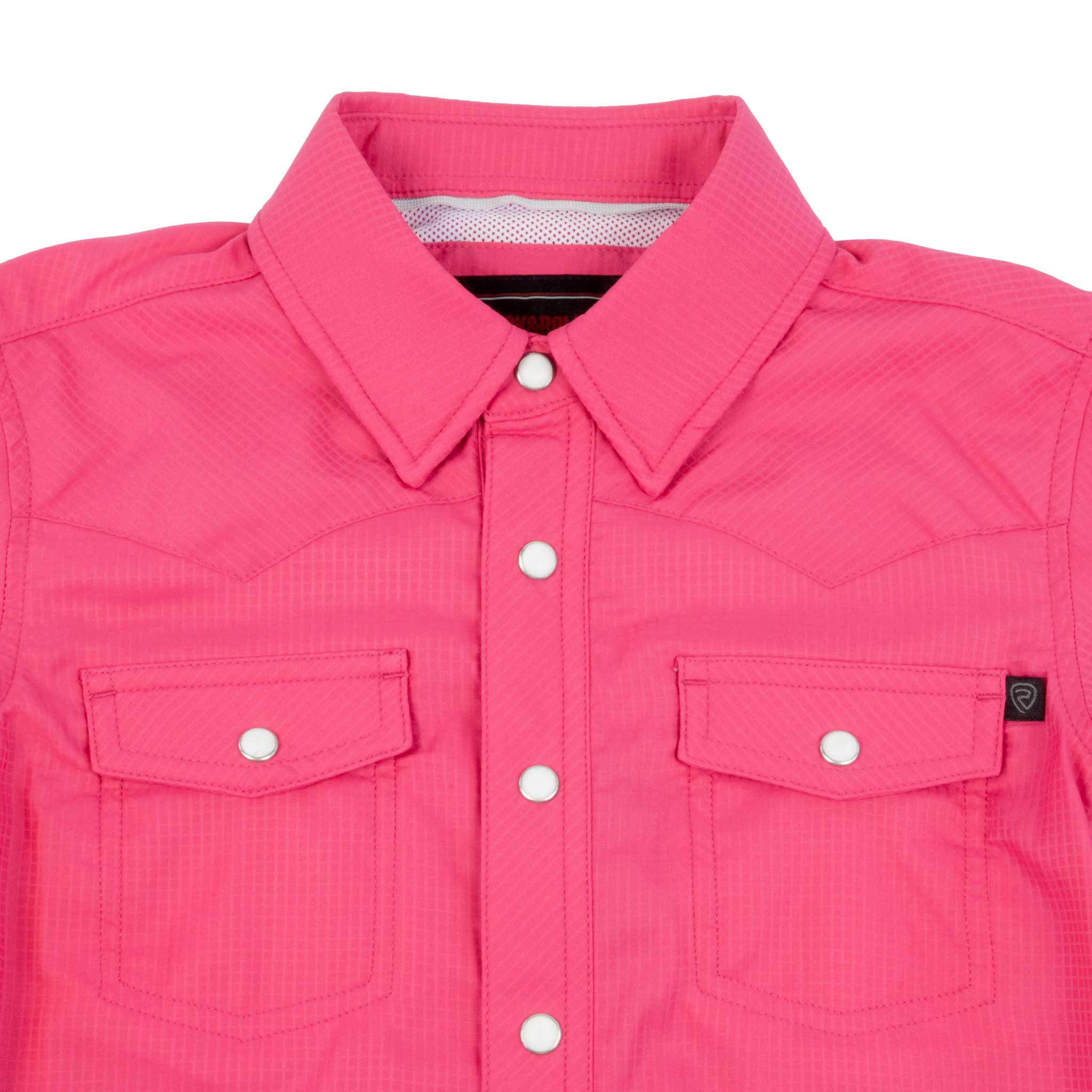 Rock & Roll Denim Boy's Tek Solid Hot Pink Pearl Snap Shirt - Image 3