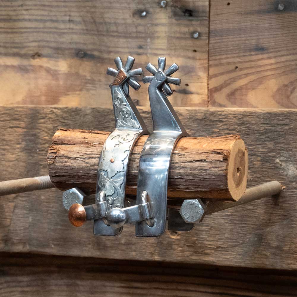 Brian Strange Silver Mounted Spurs 7 pt Rowels