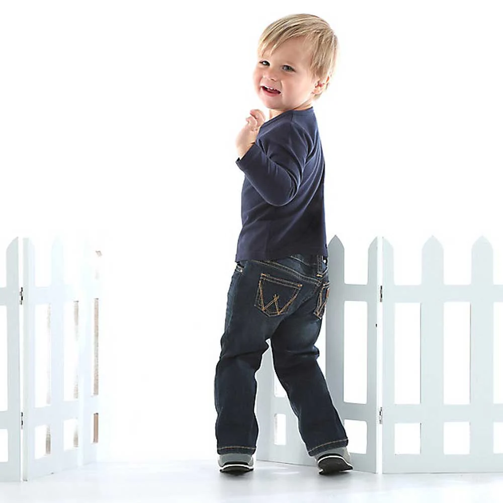 Wrangler Baby Boy's Dark Wash 5 Pocket Jeans - Image 3