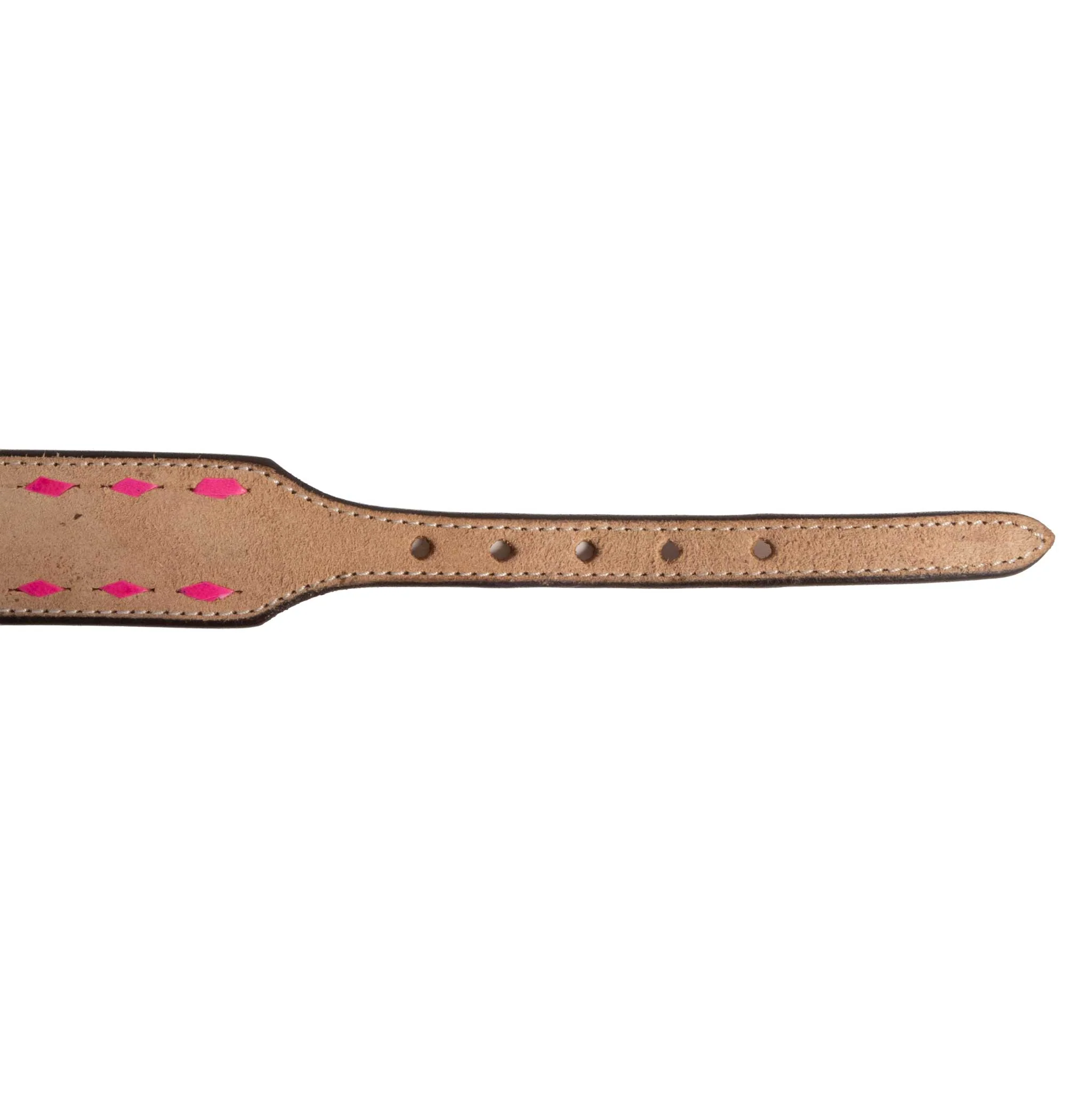 Roughout Dog Collar With Pink Buckstitch - Image 4