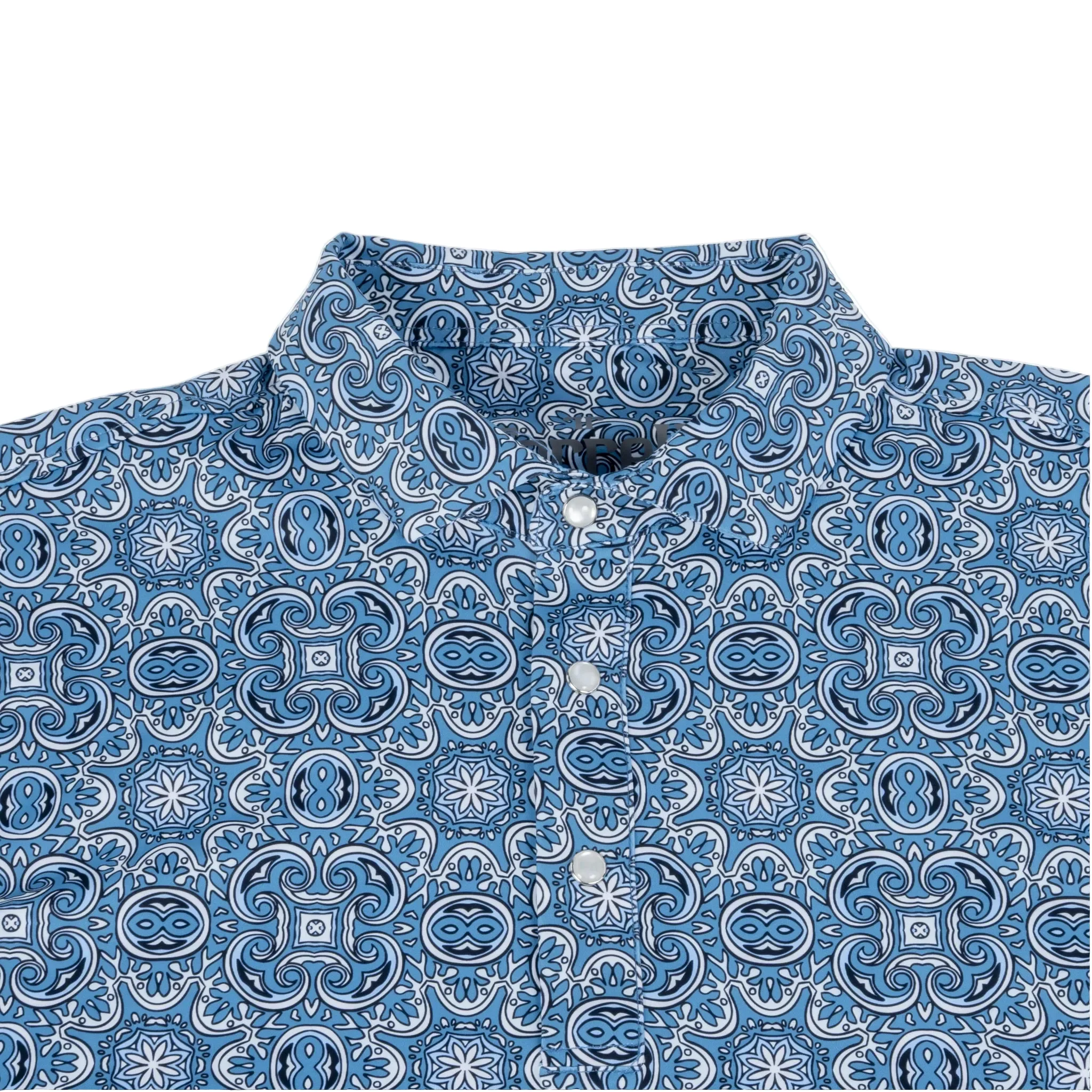 Ferrell Brand Men's Light Blue Bennett Polo Snap Shirt - Image 3