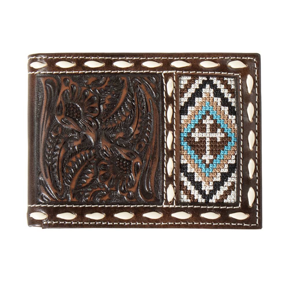 Nocona Cross Embroidered Inlay Bifold Wallet