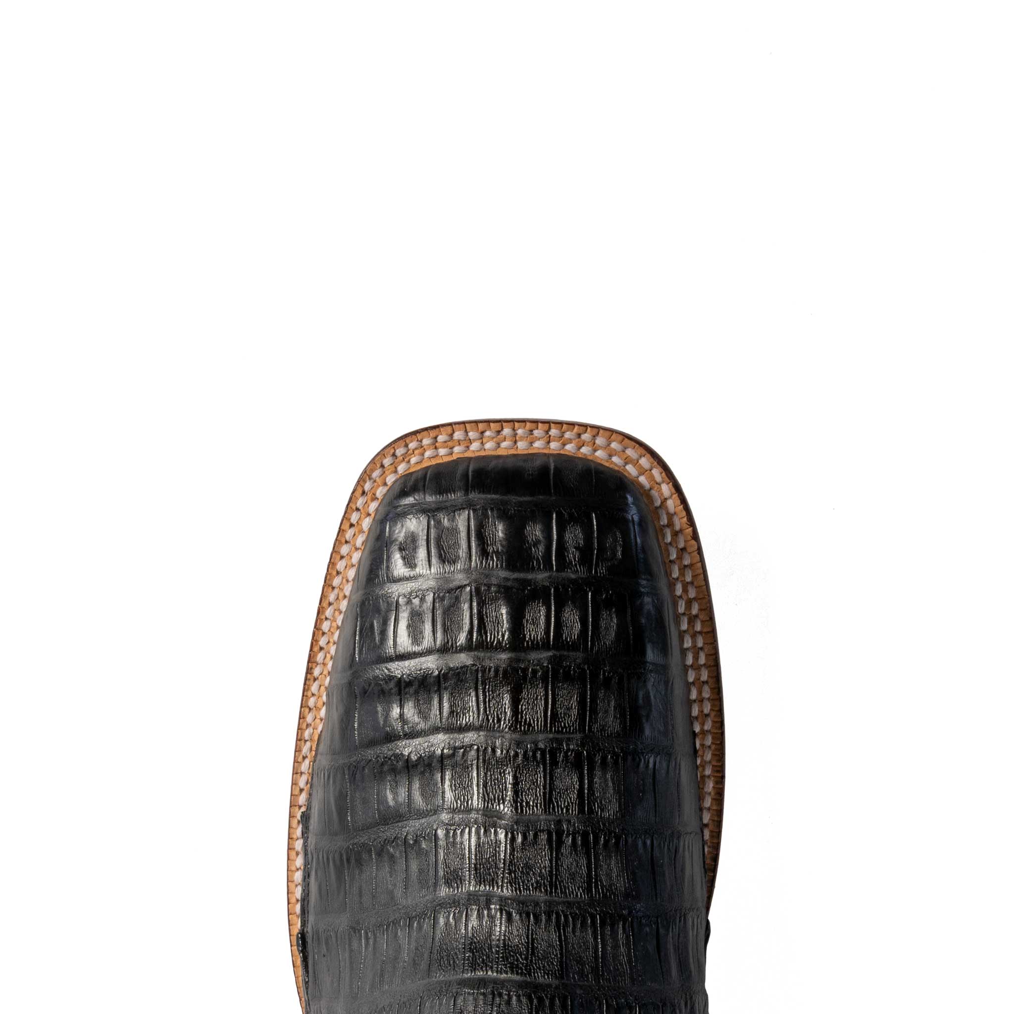 R. Watson Men's Square Toe Black Caiman Tail Western Boot - Image 2