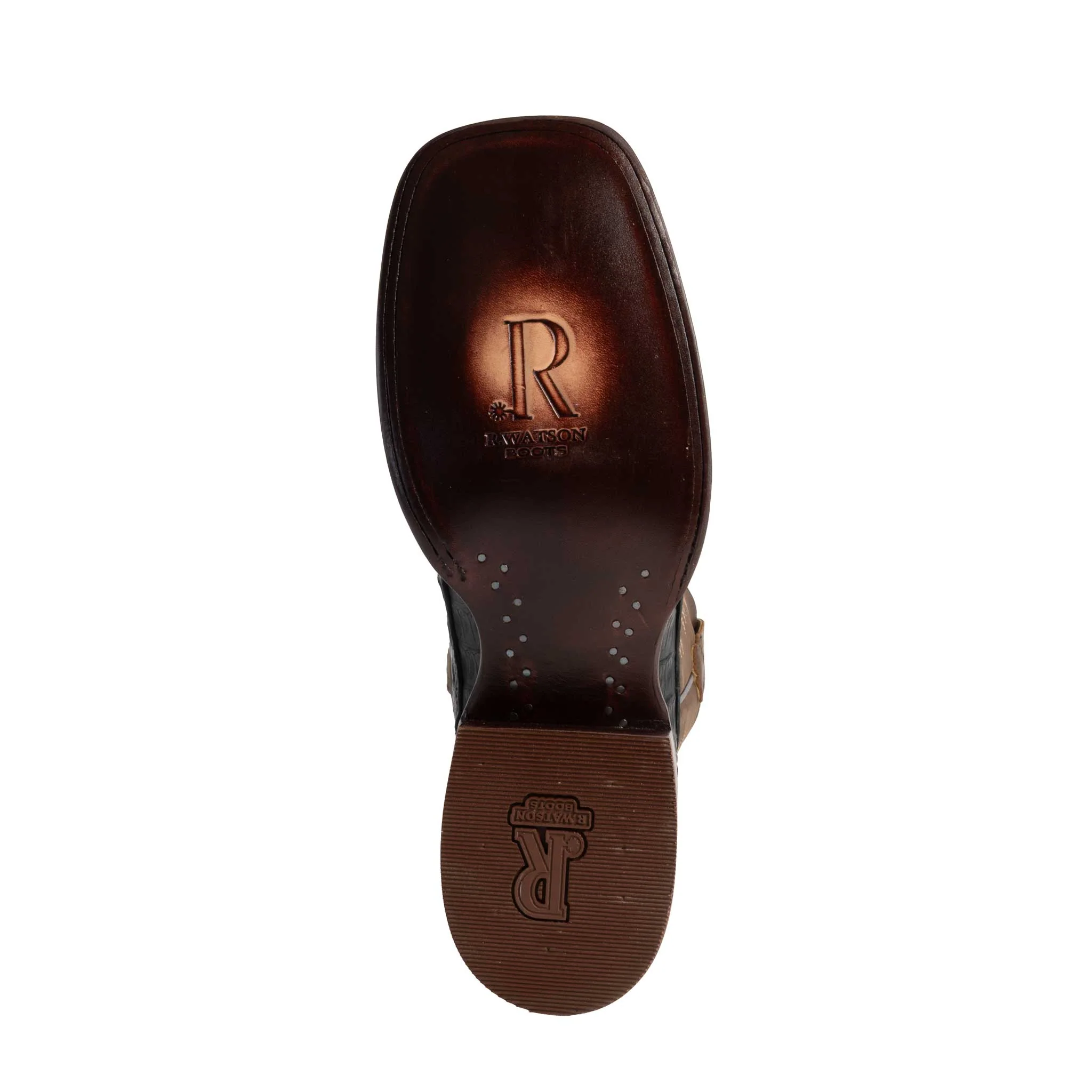 R. Watson Men's Square Toe Black Caiman Tail Western Boot - Image 4