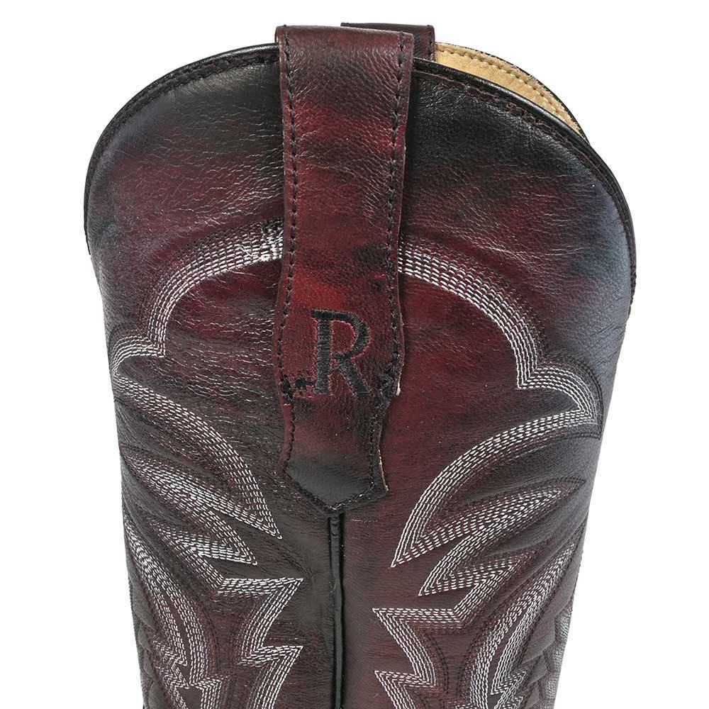 R. Watson Men's Square Toe Black Cherry Full Quill Ostrich Boot - Image 2