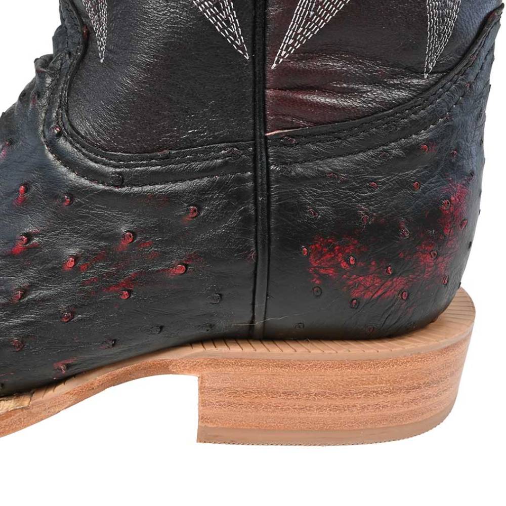R. Watson Men's Square Toe Black Cherry Full Quill Ostrich Boot - Image 3