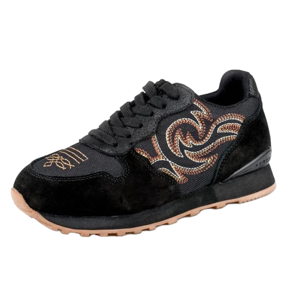Roper Women's Black Cow Suede Western Stitch Sneaker