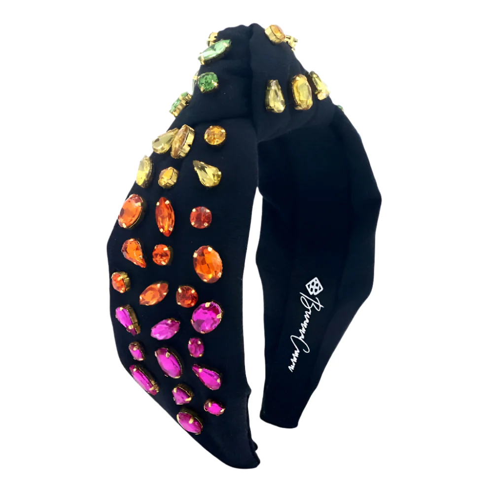 Black Headband w/Rainbow Gradient Crystals - Image 2