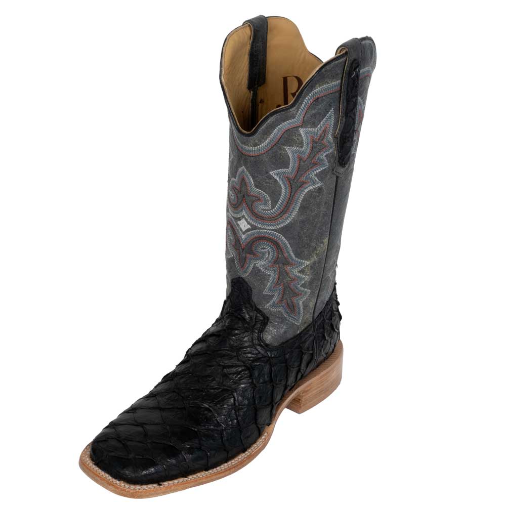 R. Watson Men's Black Matte Big Bass Square Toe Boot