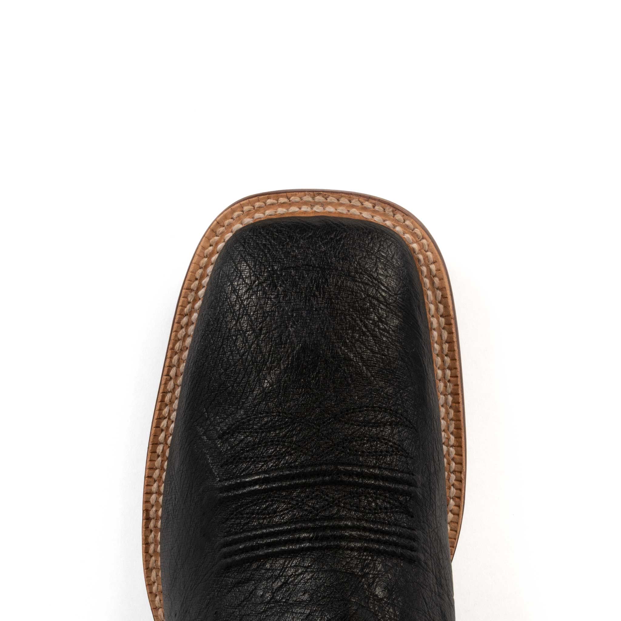 R. Watson Black Smooth Ostrich Square Toe Boots - Image 2
