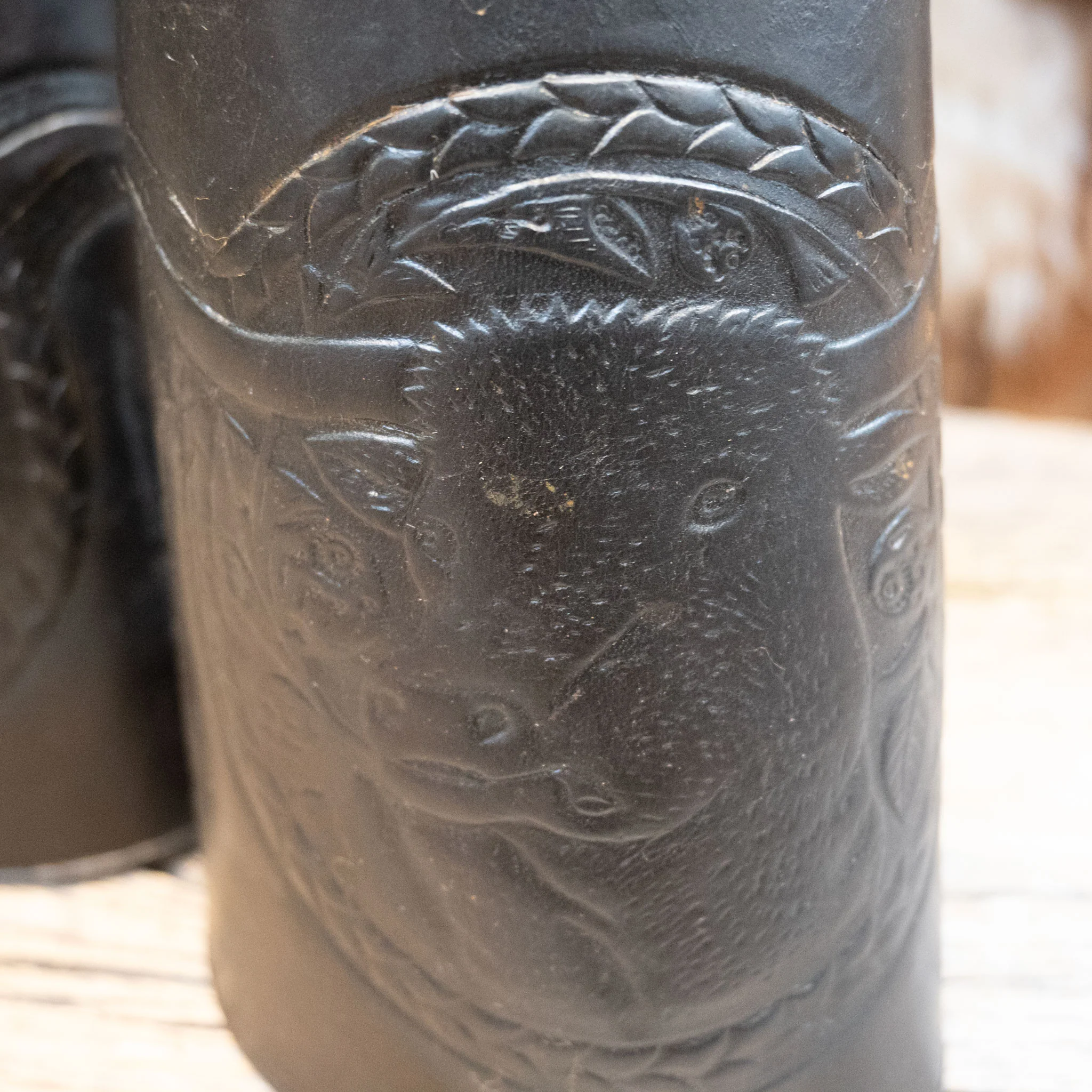 Black Tooled Hereford Cowboy Cuffs - Image 2