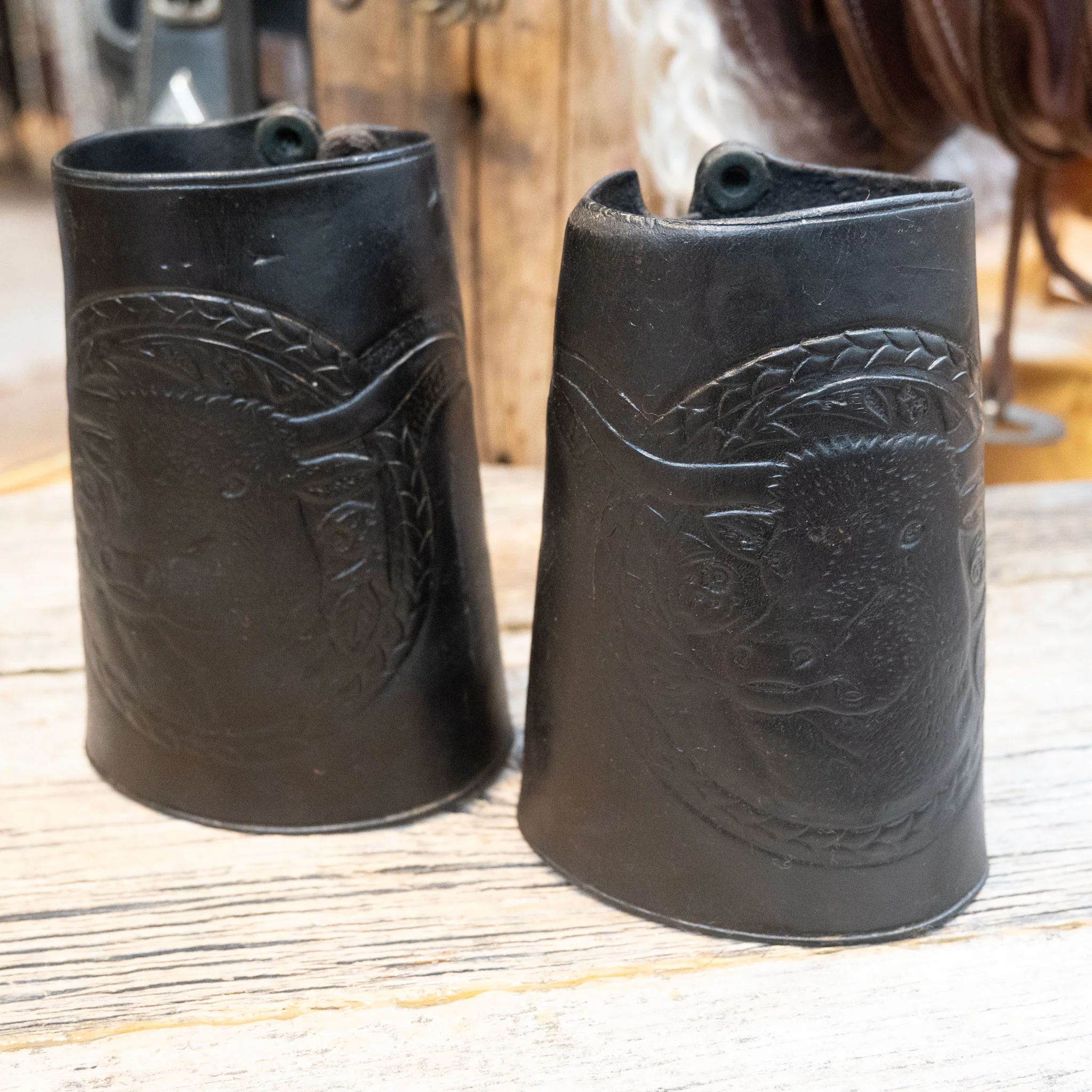 Black Tooled Hereford Cowboy Cuffs - Image 3