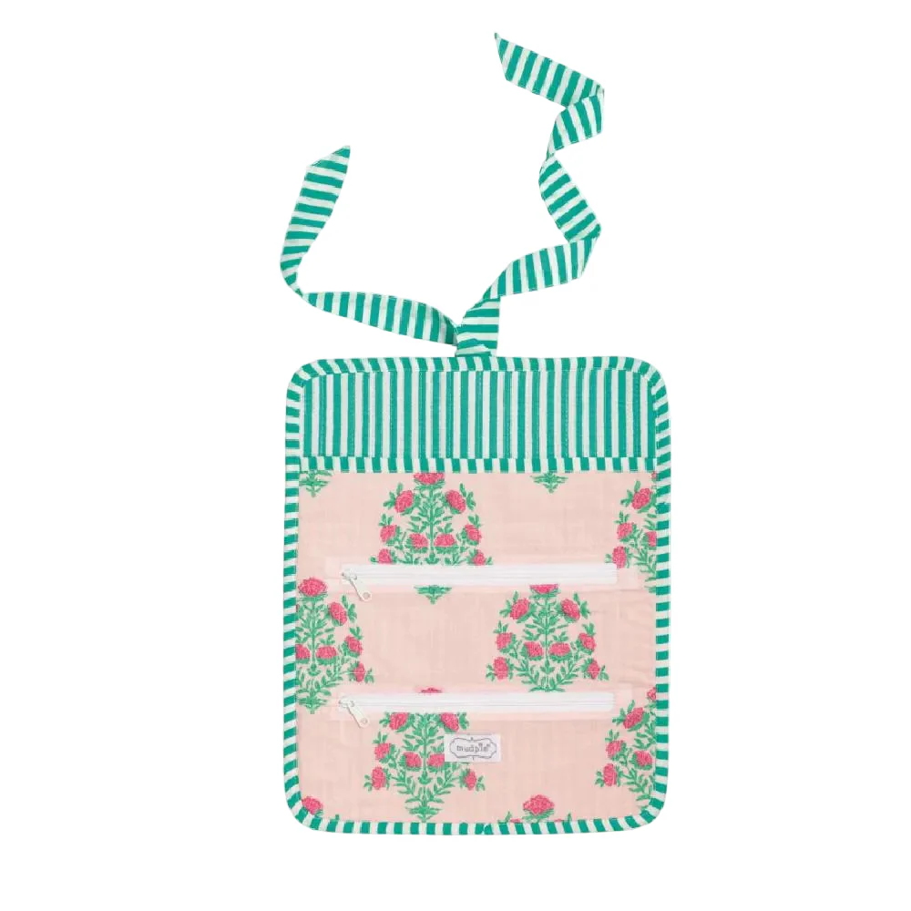 Mud Pie Block Print Blush Jewelry Roll - Image 2