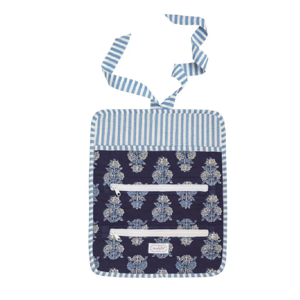 Mud Pie Block Print Navy Jewelry Roll - Image 2