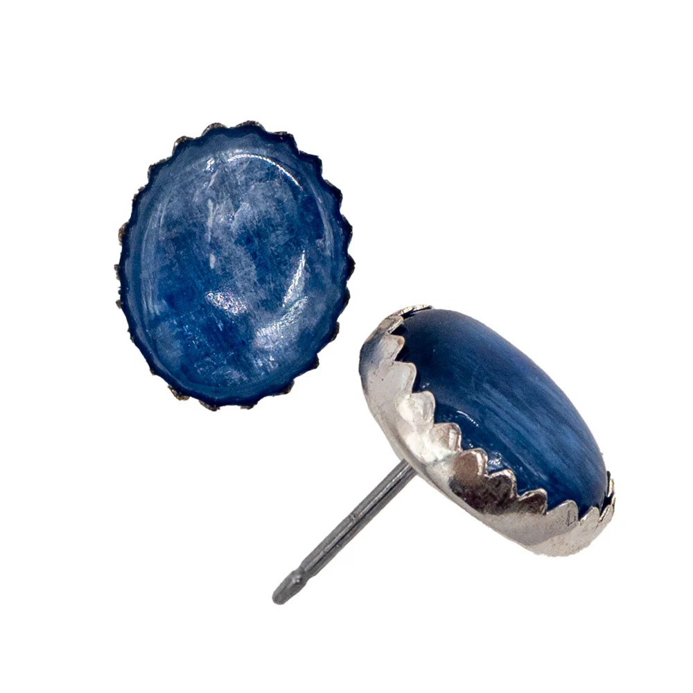 Blue Lapis Stud Earrings - Image 2