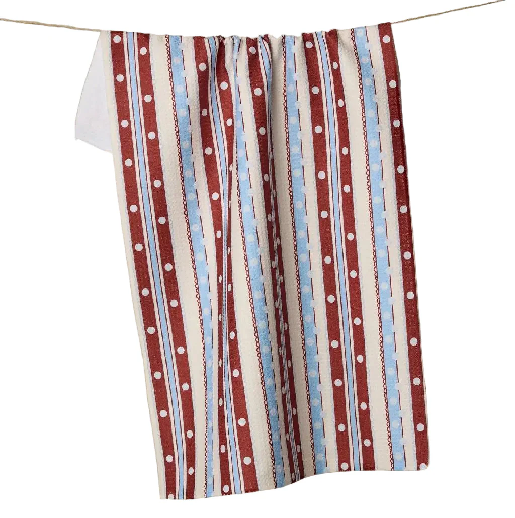 Geometry Blue Skies Stripes Tea Towel