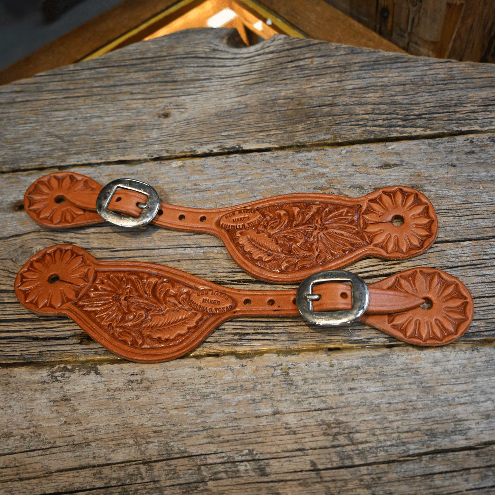 Bob Marrs Hand Tooled Spur Straps - Select Tooling Pattern 10-15 - Image 4