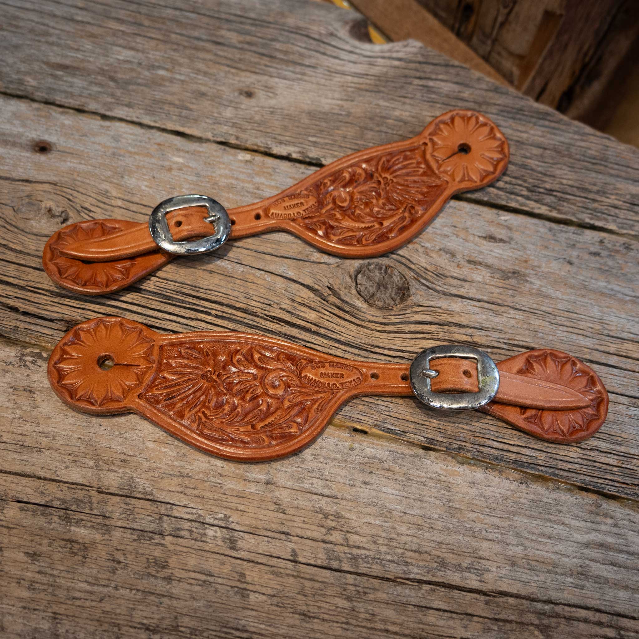 Bob Marrs Hand Tooled Spur Straps - Select Tooling Pattern 10-15 - Image 5