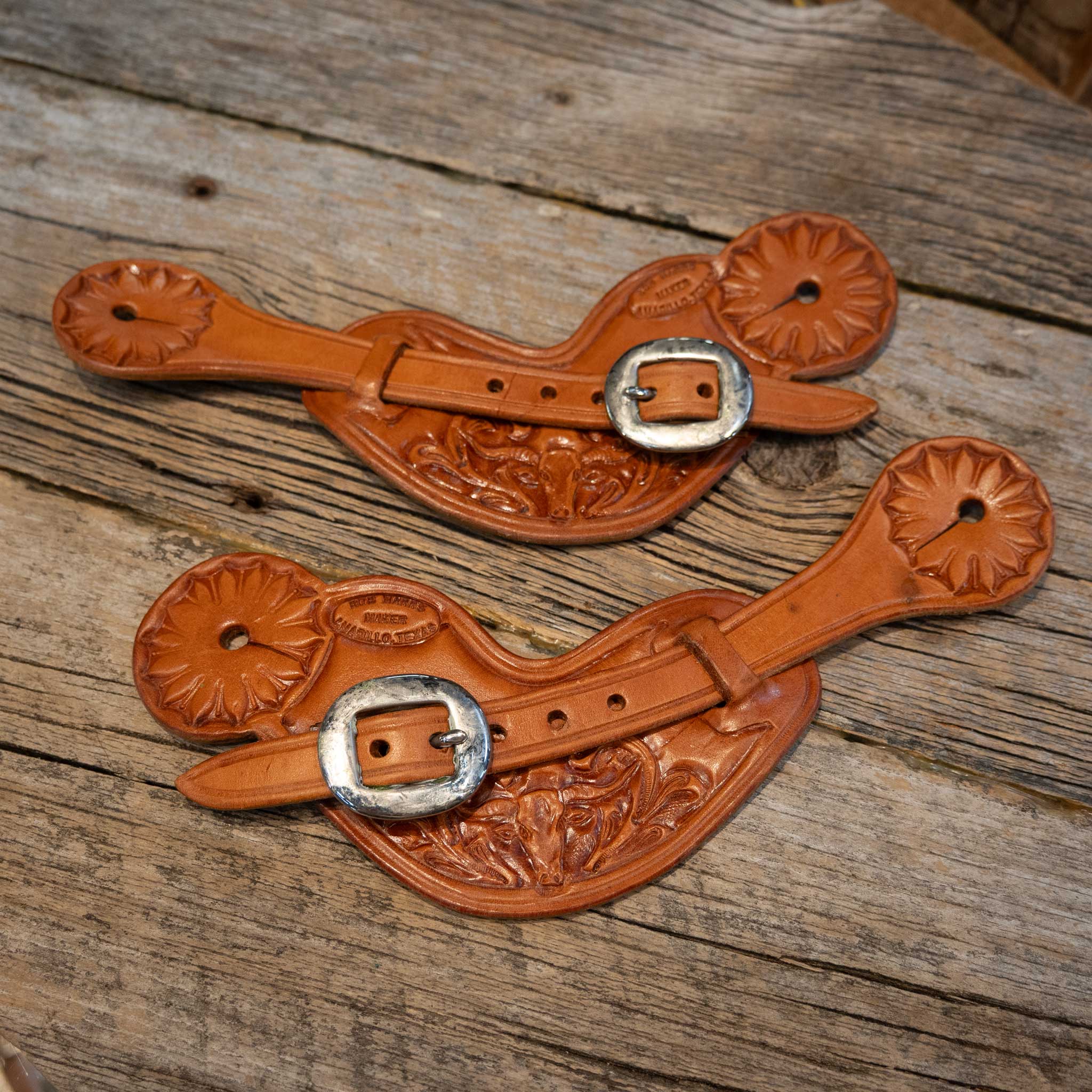 Bob Marrs Longhorn Spur Straps - Select Tooling Pattern 1-4 - Image 2