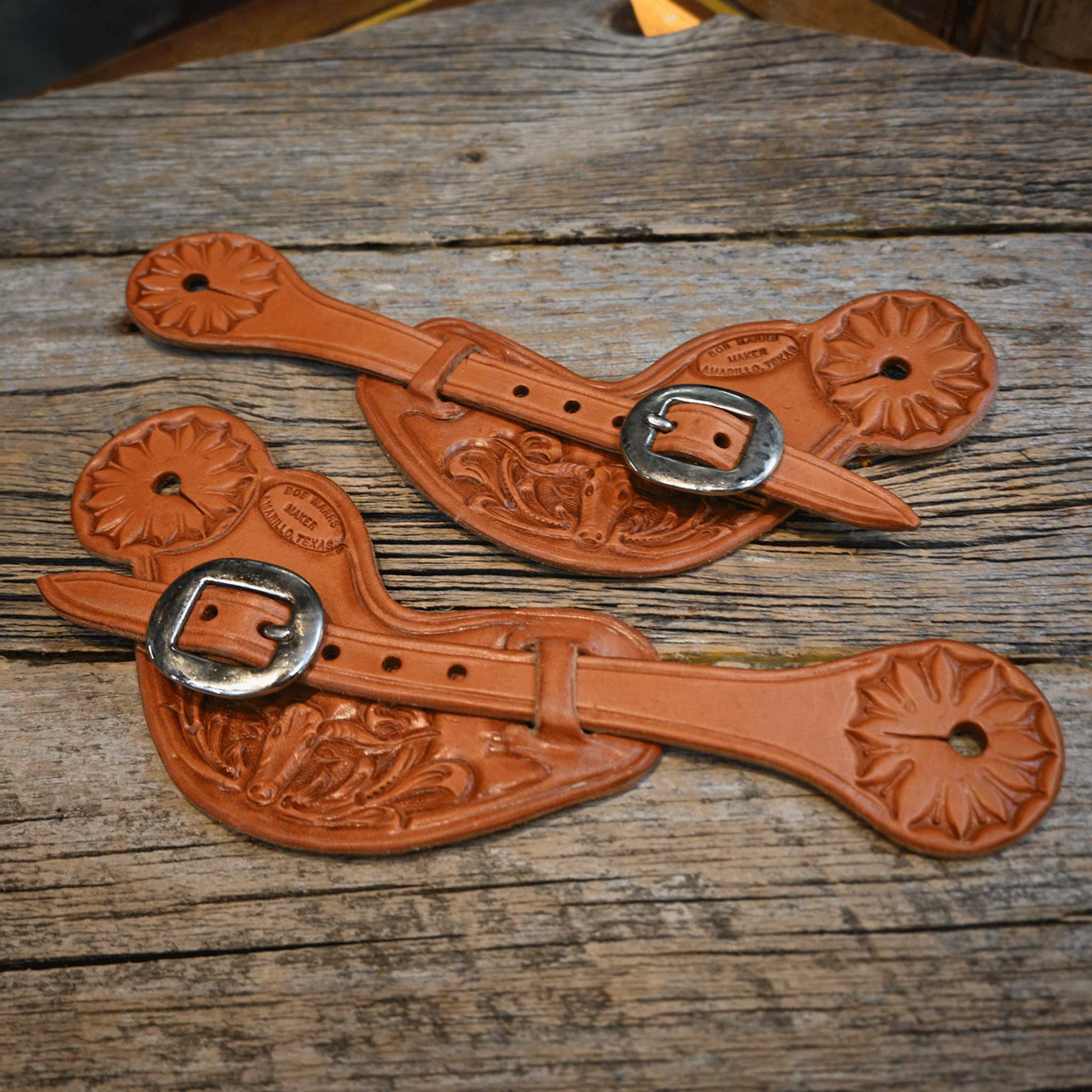 Bob Marrs Longhorn Spur Straps - Select Tooling Pattern 1-4 - Image 3