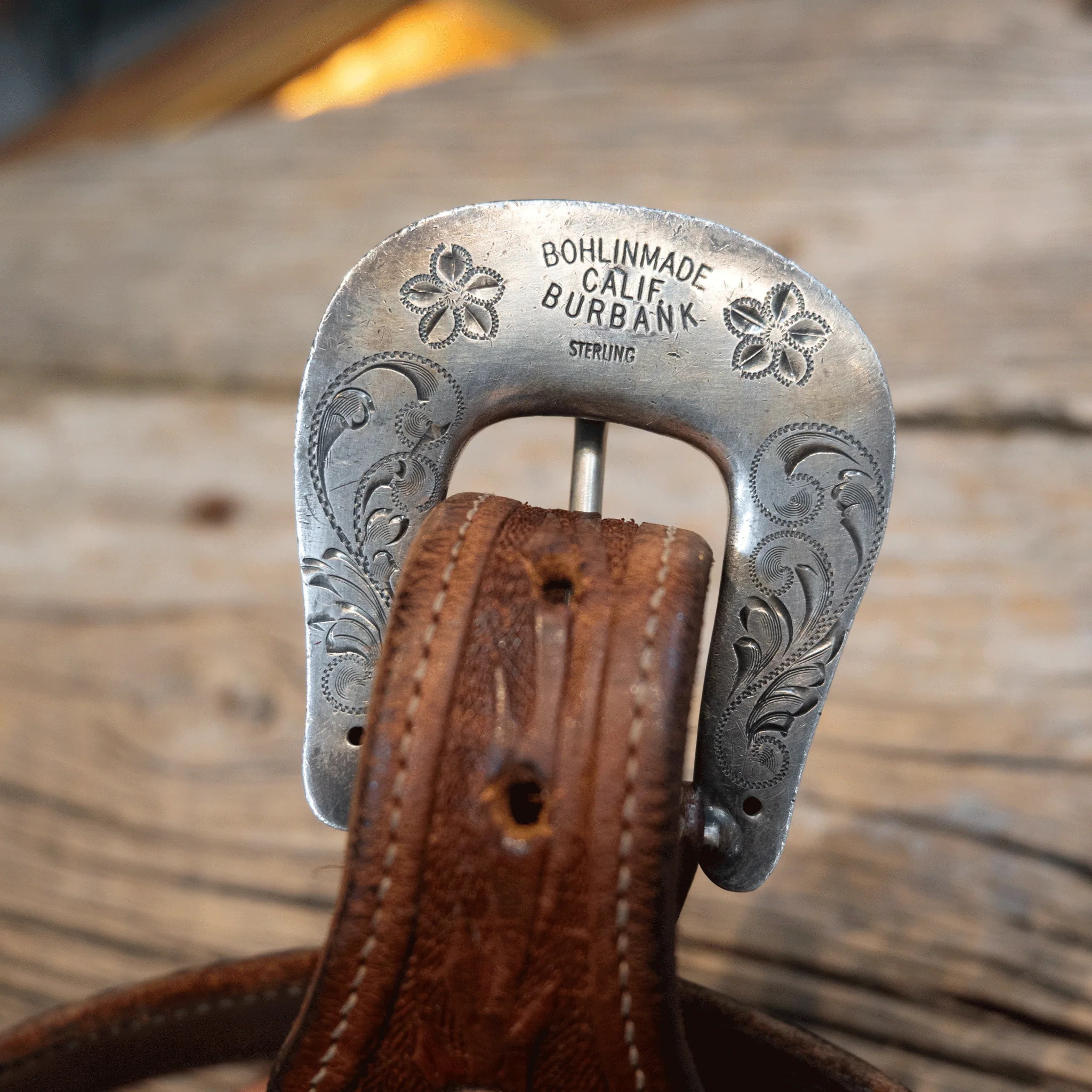 1980's Bohlin Sterling Silver Buckle set on 40" Bohlin Belt - Image 4