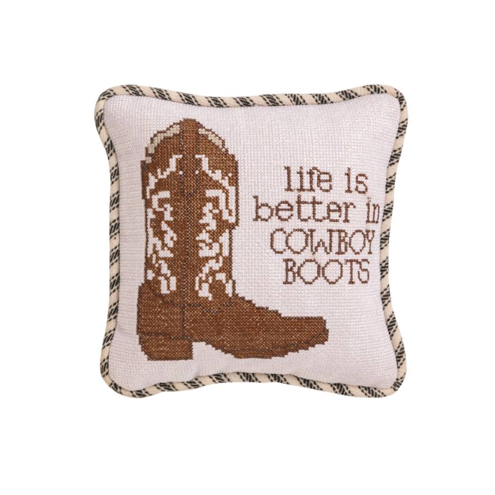 Mud Pie Boots Needlepoint Small Pillow