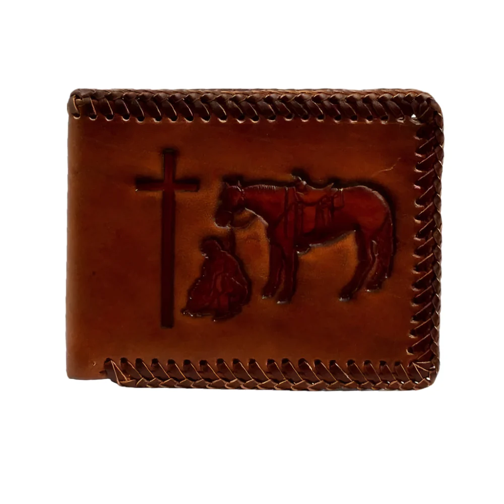 Nocona Braided Edge Praying Cowboy Bifold Wallet