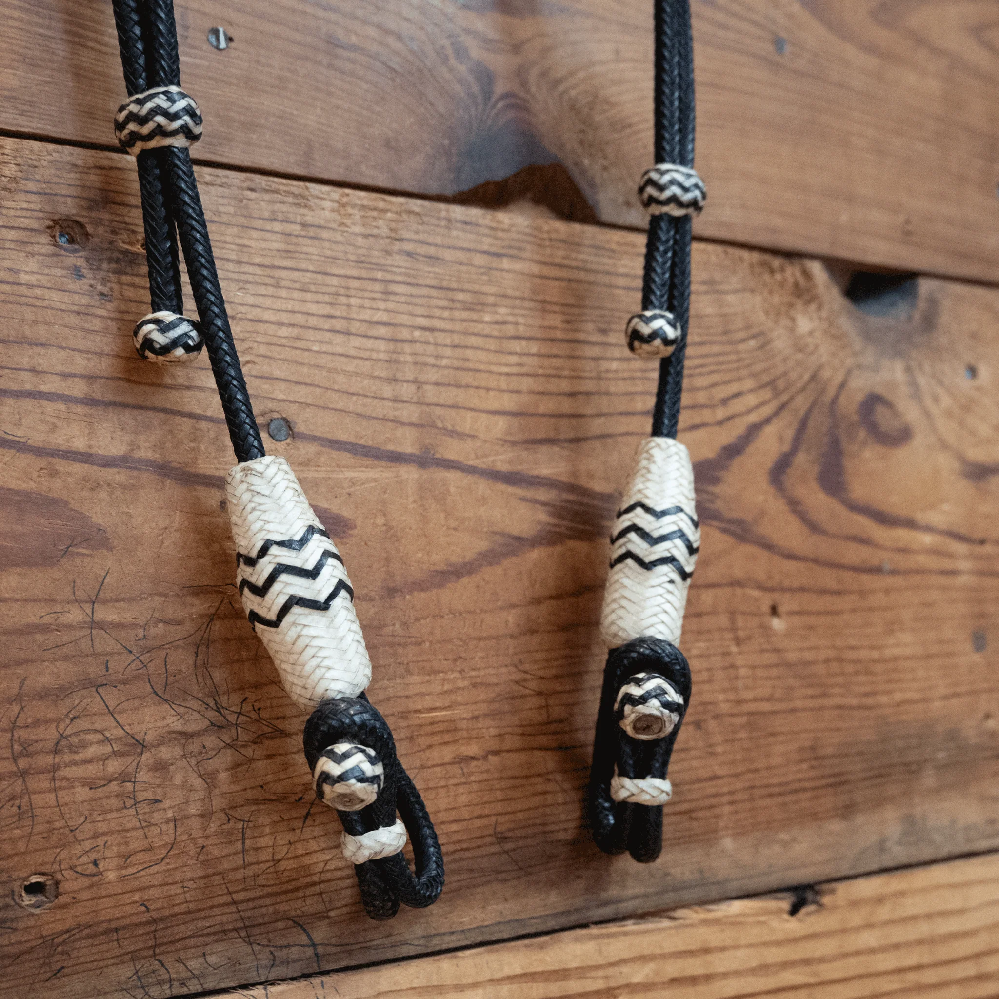 Braided Leather Bosal Hanger with Rawhide Accents - Image 2