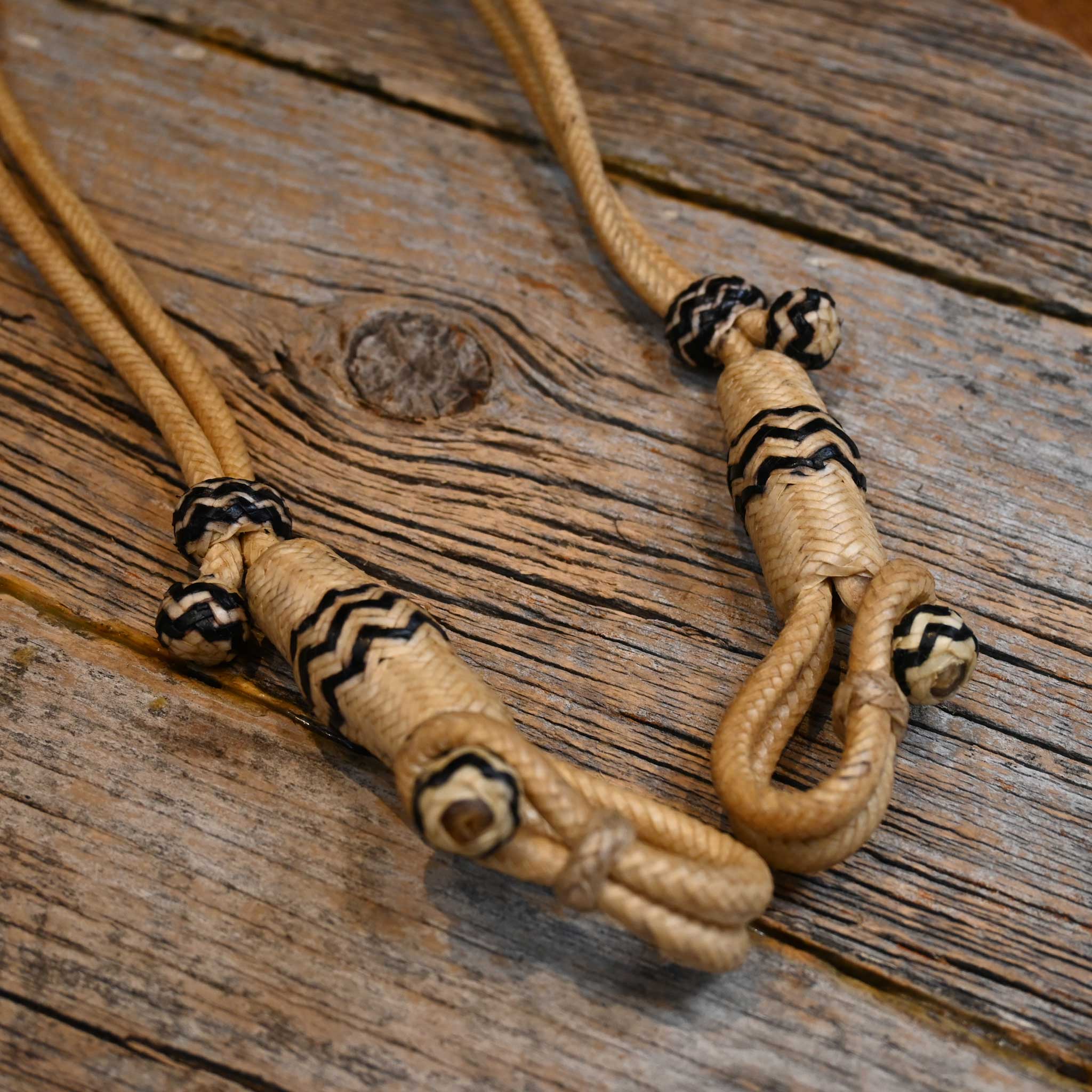 Braided Rawhide Bosal Hanger w/ Black Accents - Image 3