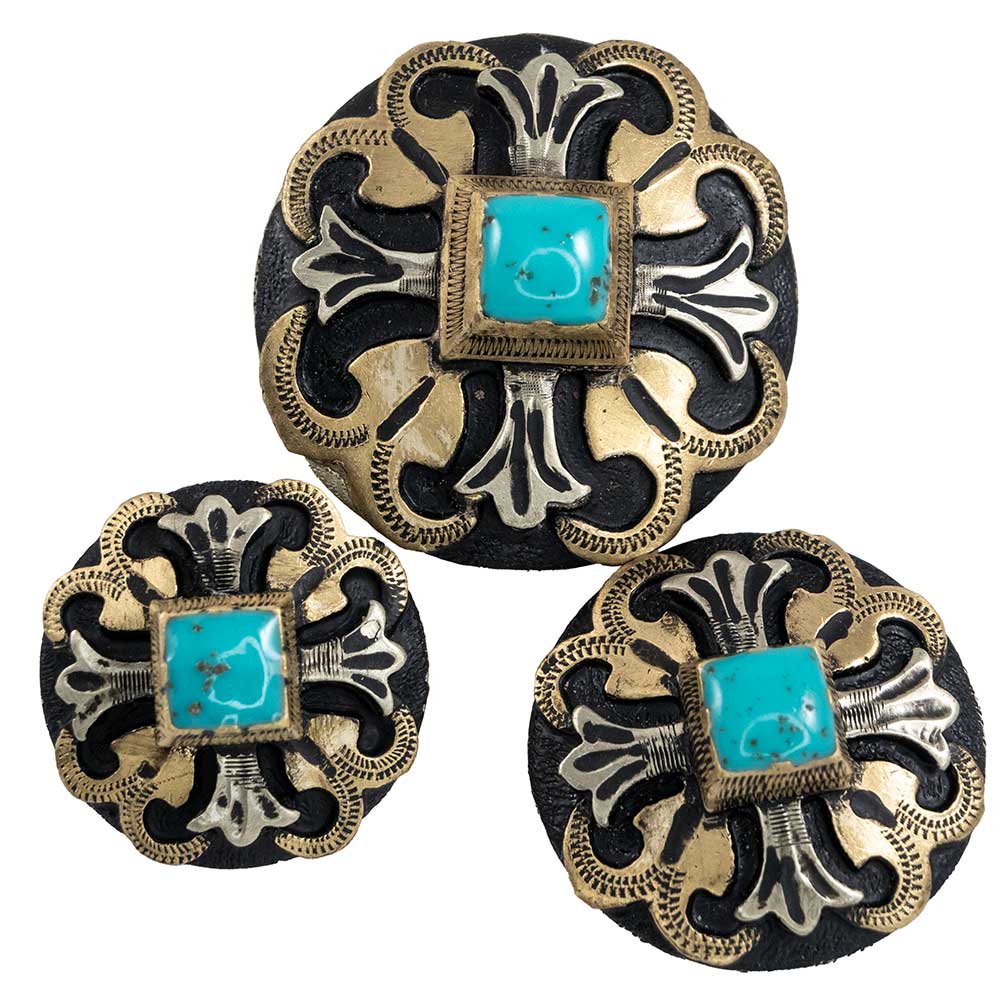 Turquoise Stone Cross Concho - Image 2