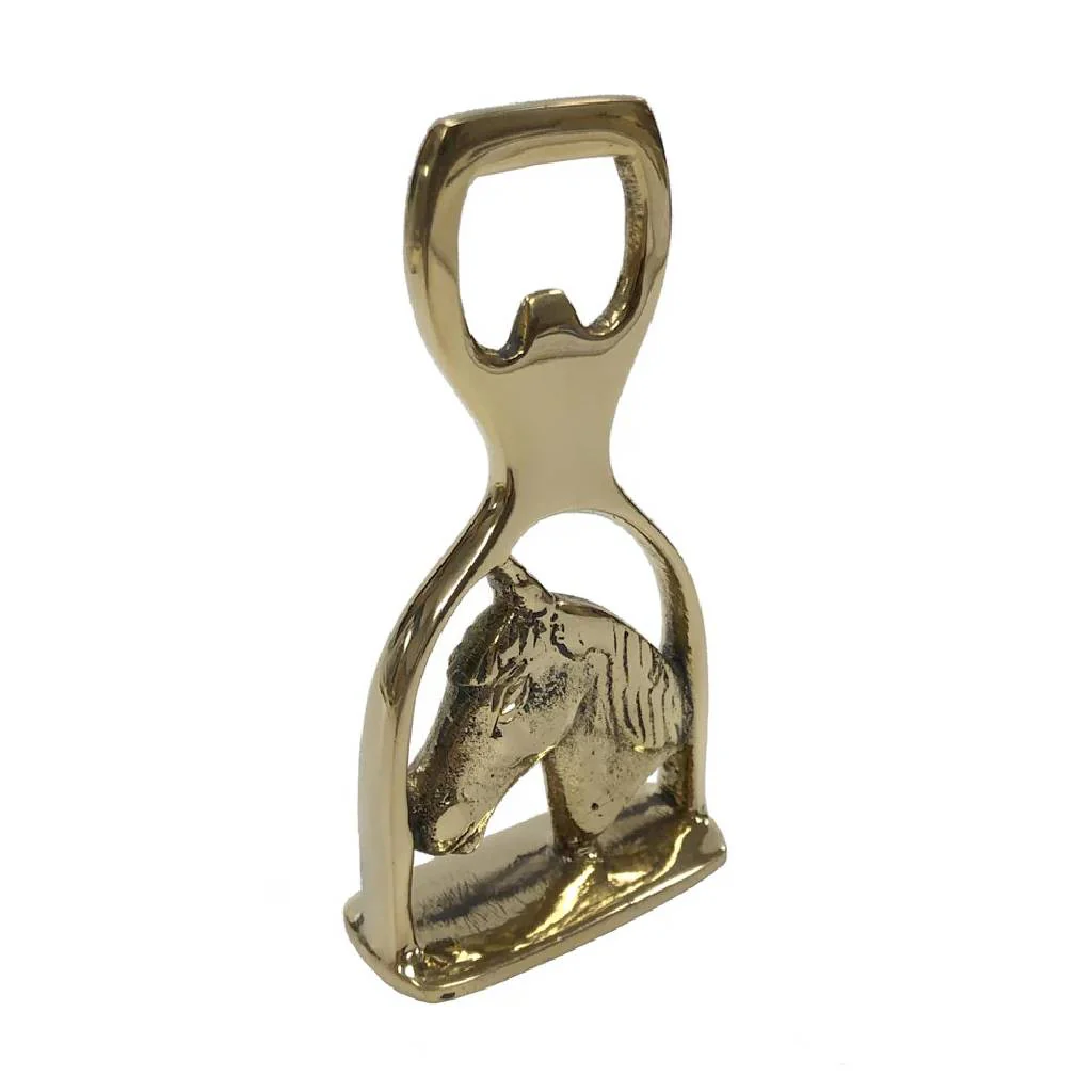Brass Horse Head Stirrup Bottle Opener