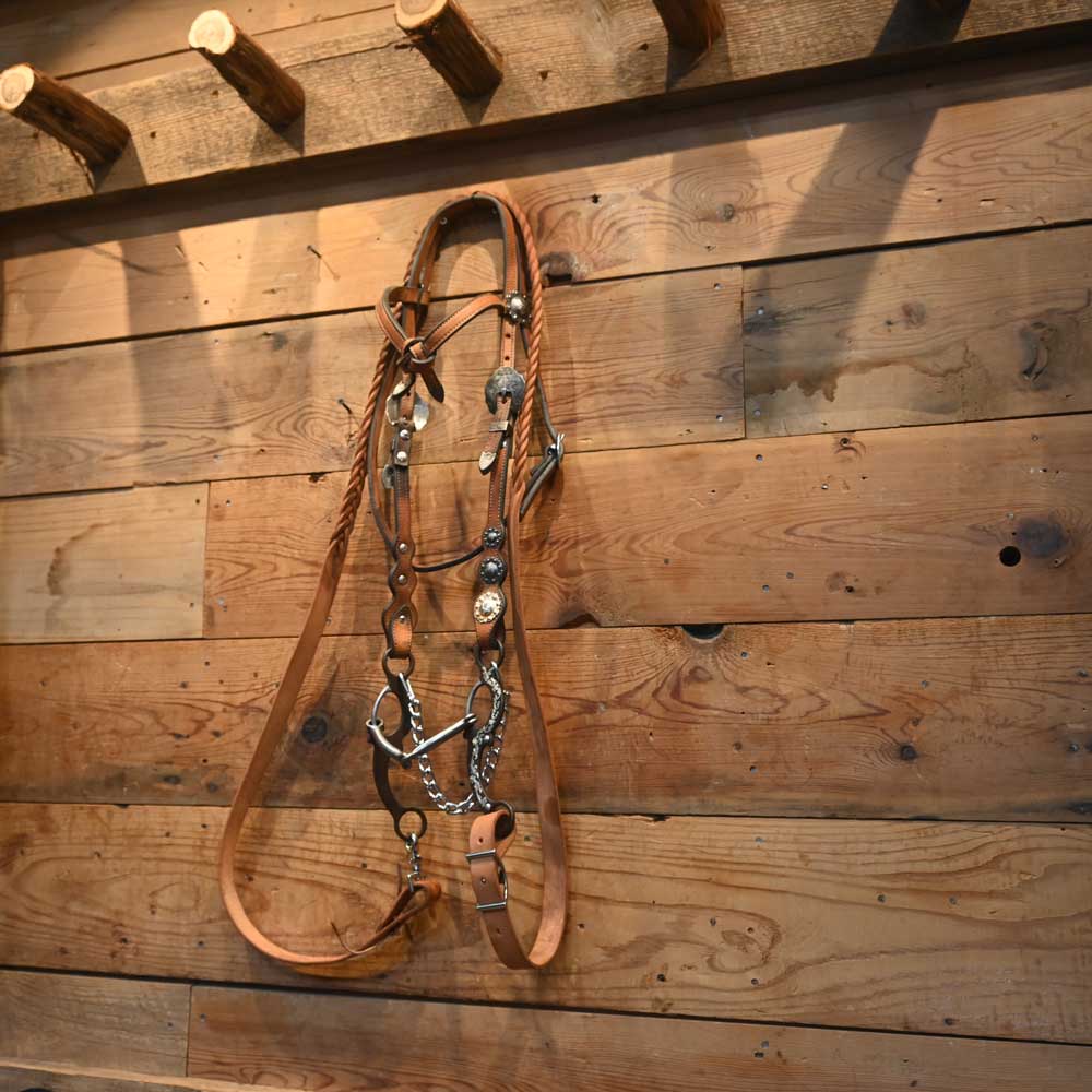 Smooth Gag Bit with Cowperson Tack Headstall Barrel Rig
