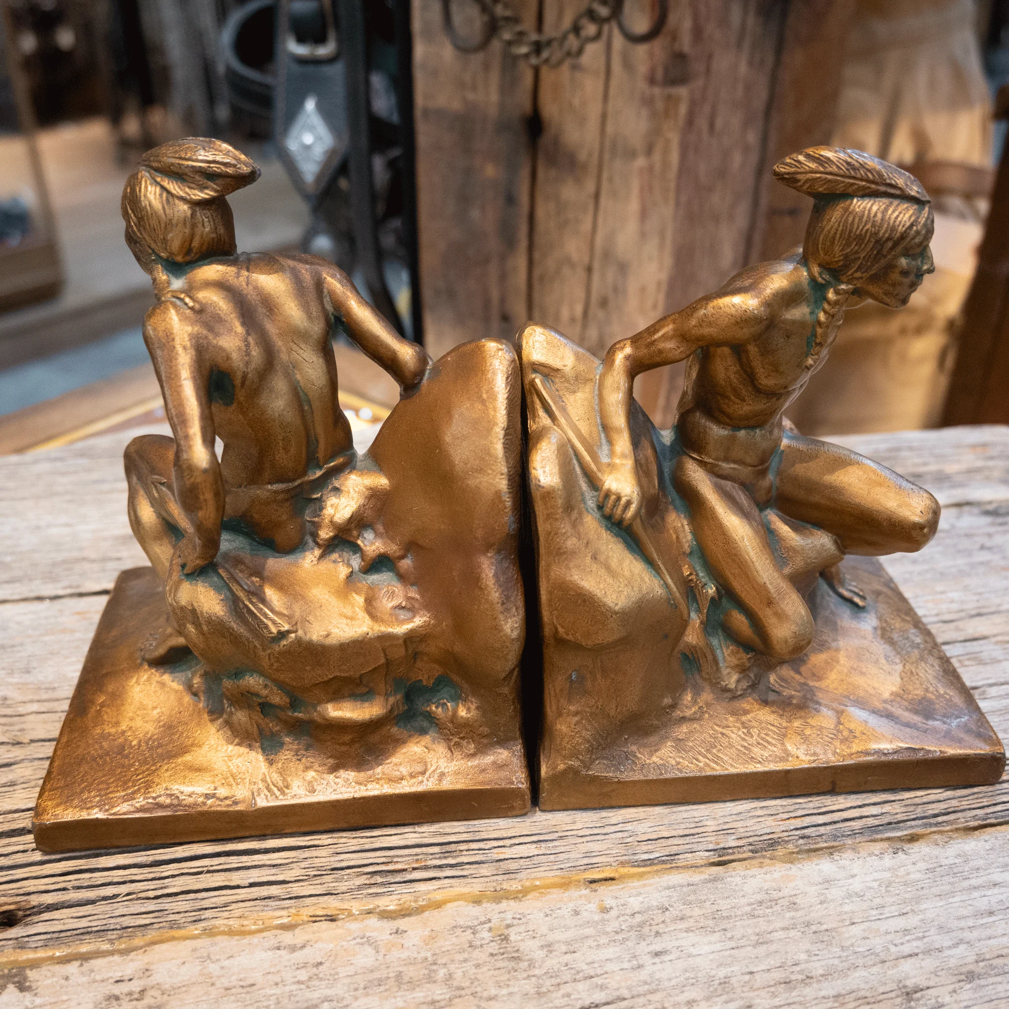 Bronze Clad Indian Seeker Bookends - Image 2