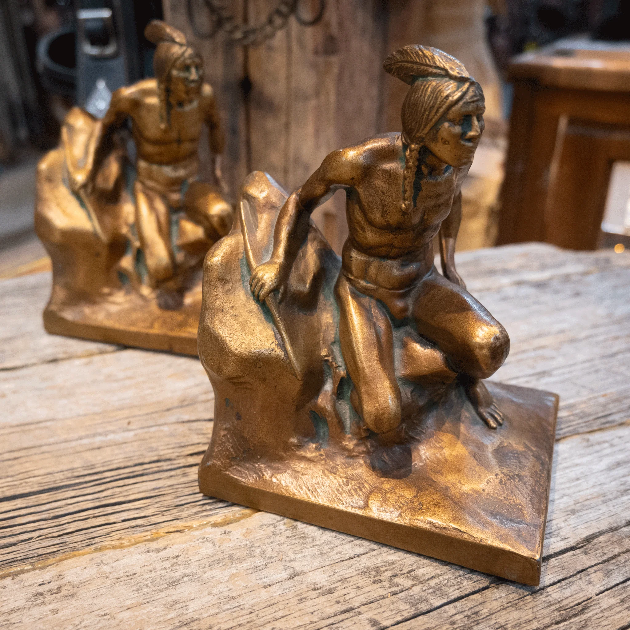 Bronze Clad Indian Seeker Bookends - Image 4