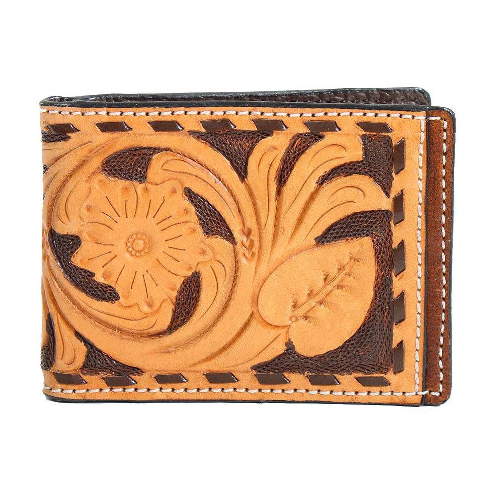3D Tooled Buck Lace Bifold Money Clip