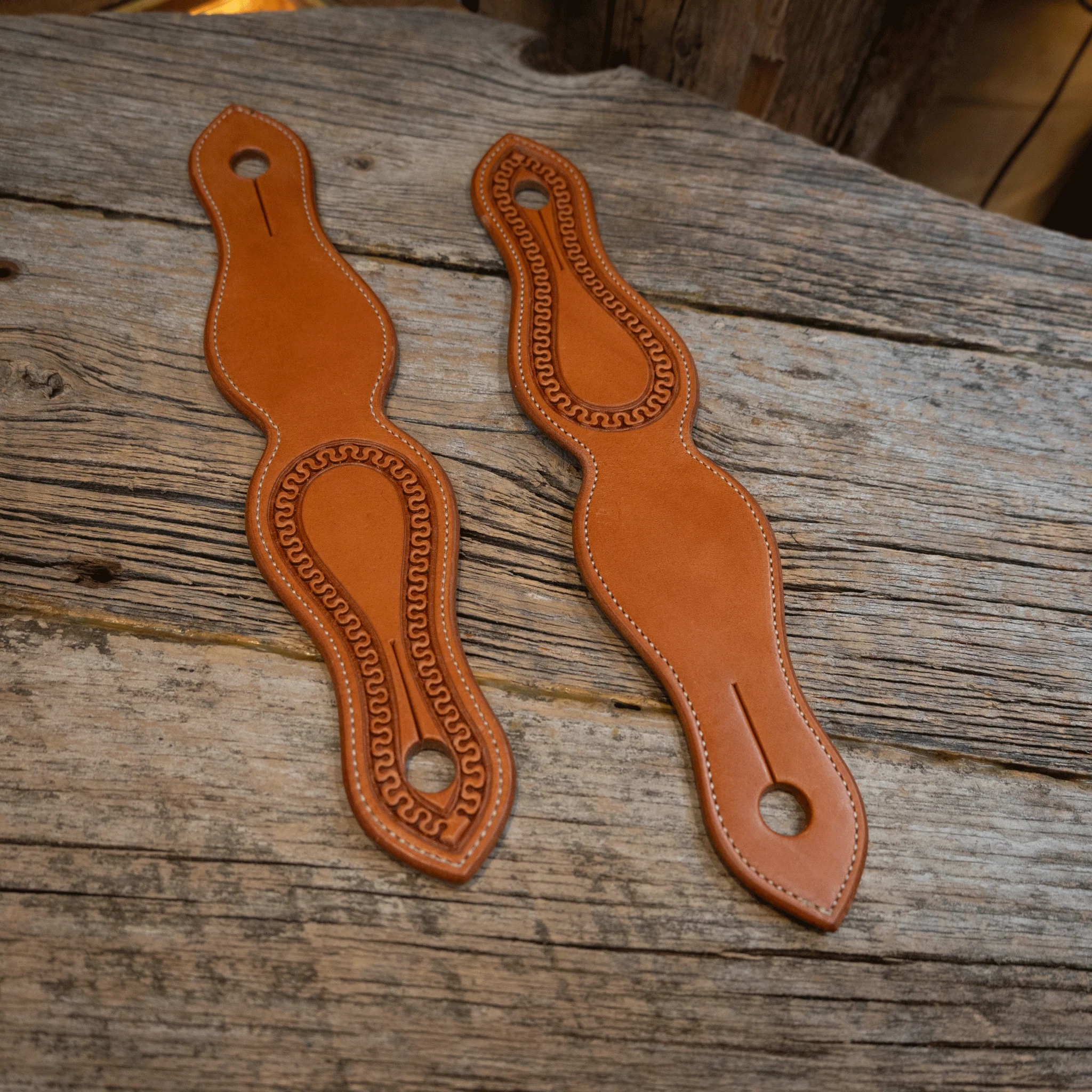 Buckaroo Slobber Straps with Running W Border Tooling
