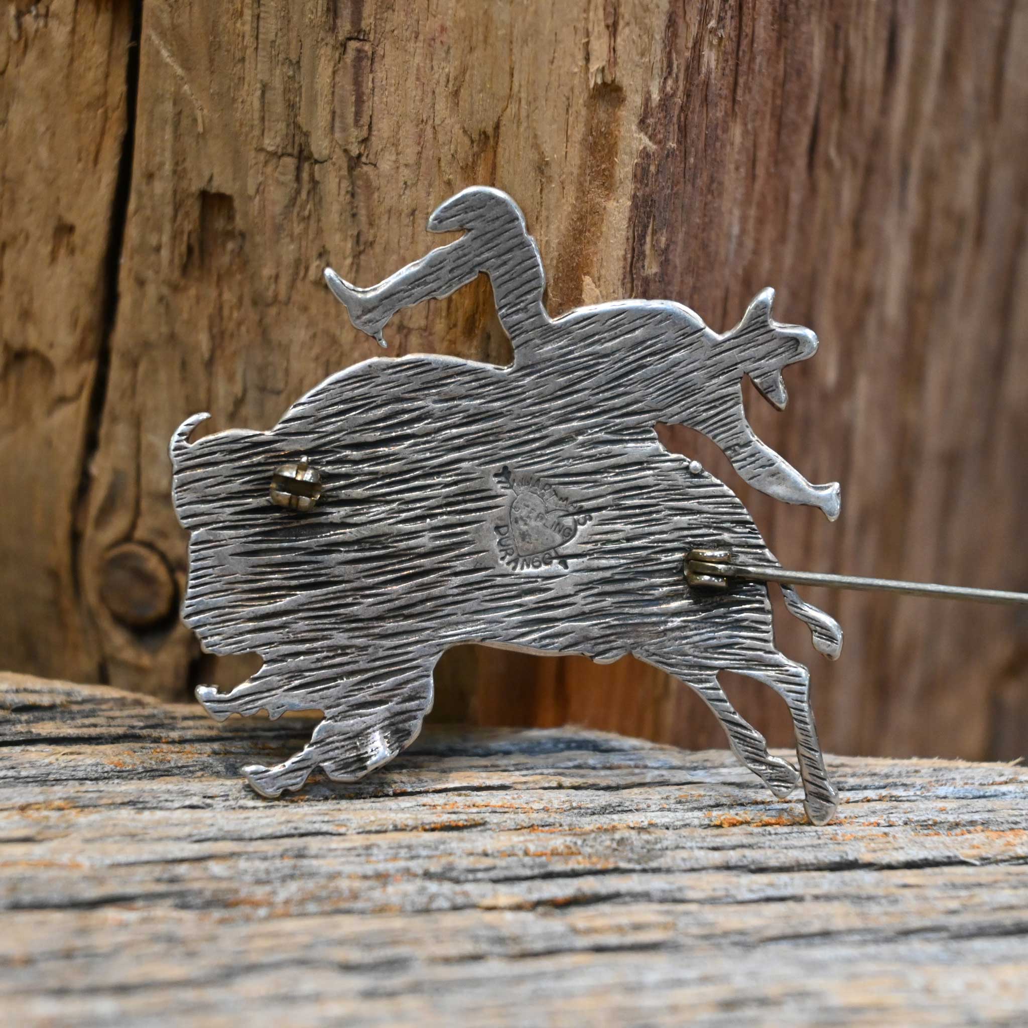 John Hartman Buffalo Riding Cowboy Pin - Image 2
