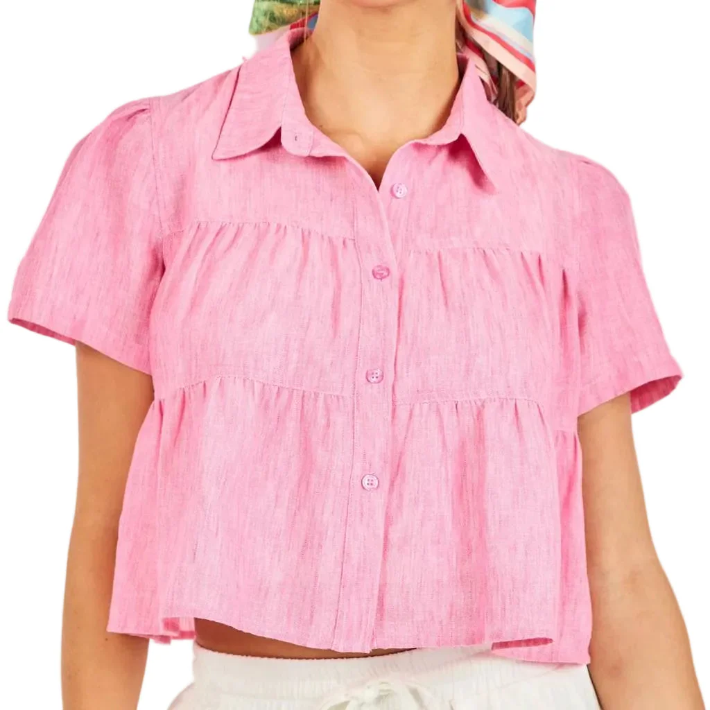 Sadie & Sage By The Sea Tiered Pink Top