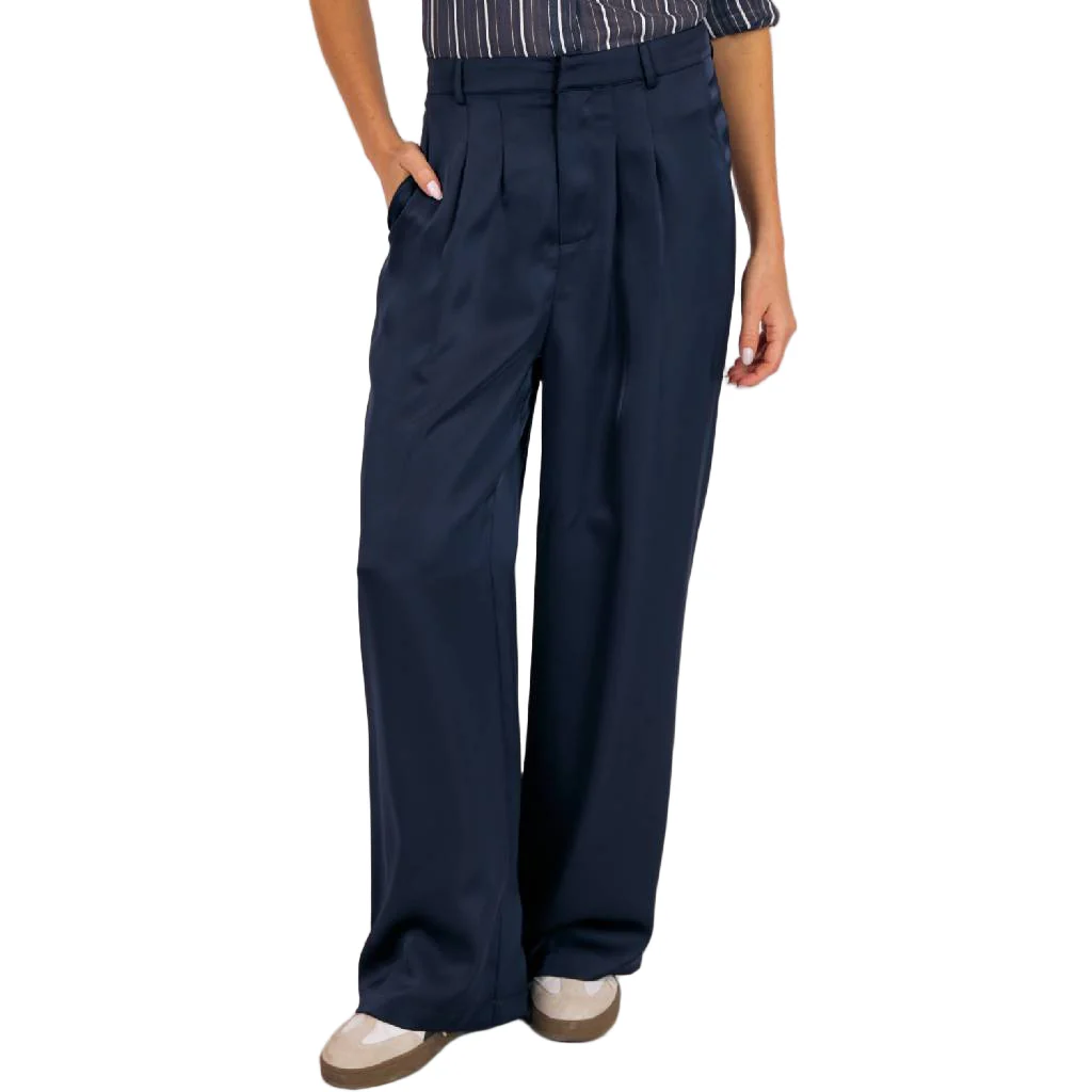 Sage The Label Navy Cabaret Pleat Wide Leg Pant